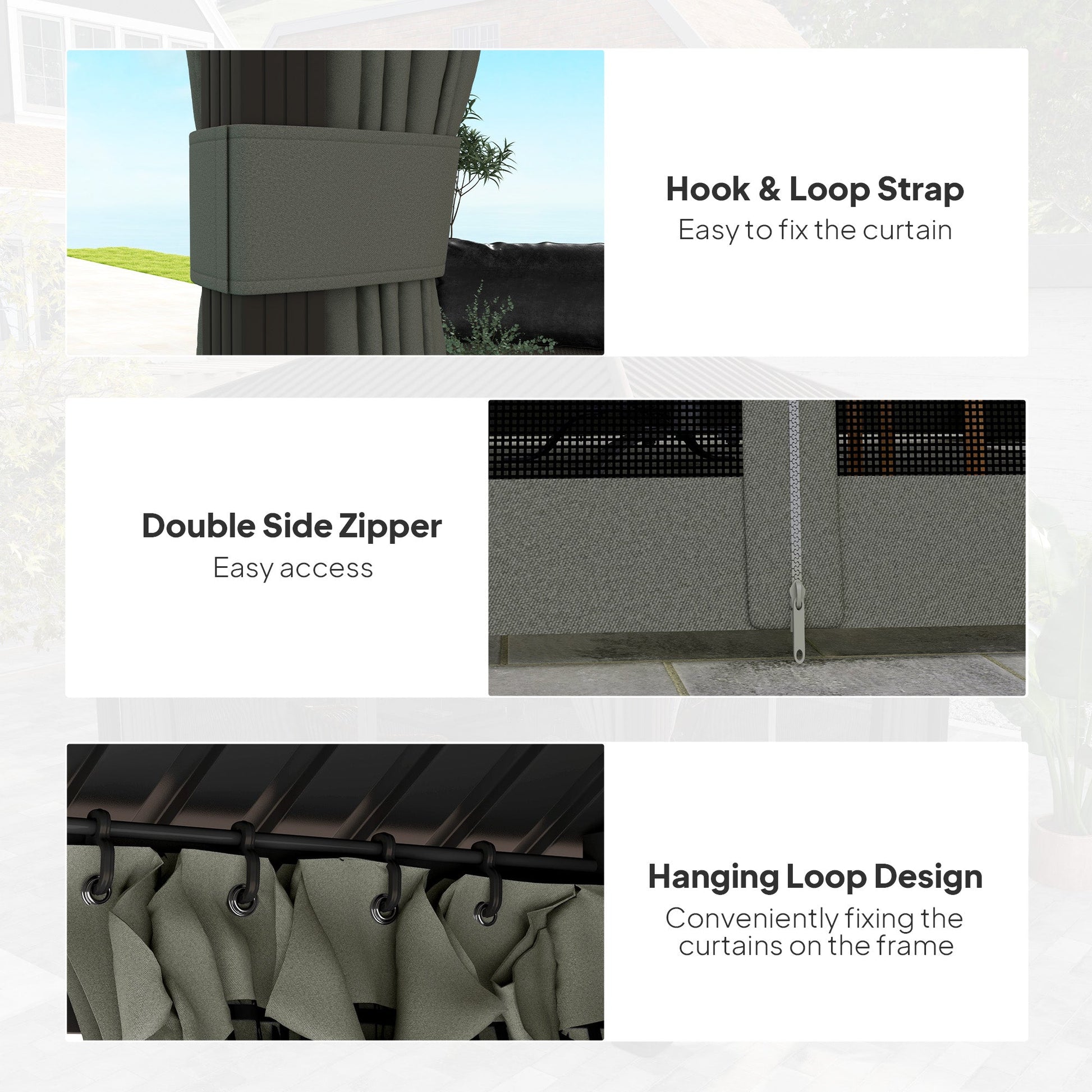 10' x 12' Hardtop Gazebo Canopy with Galvanized Steel Roof, Aluminum Frame, Permanent Pavilion Outdoor Gazebo with Netting, Curtains, Top Hook, Dark Grey