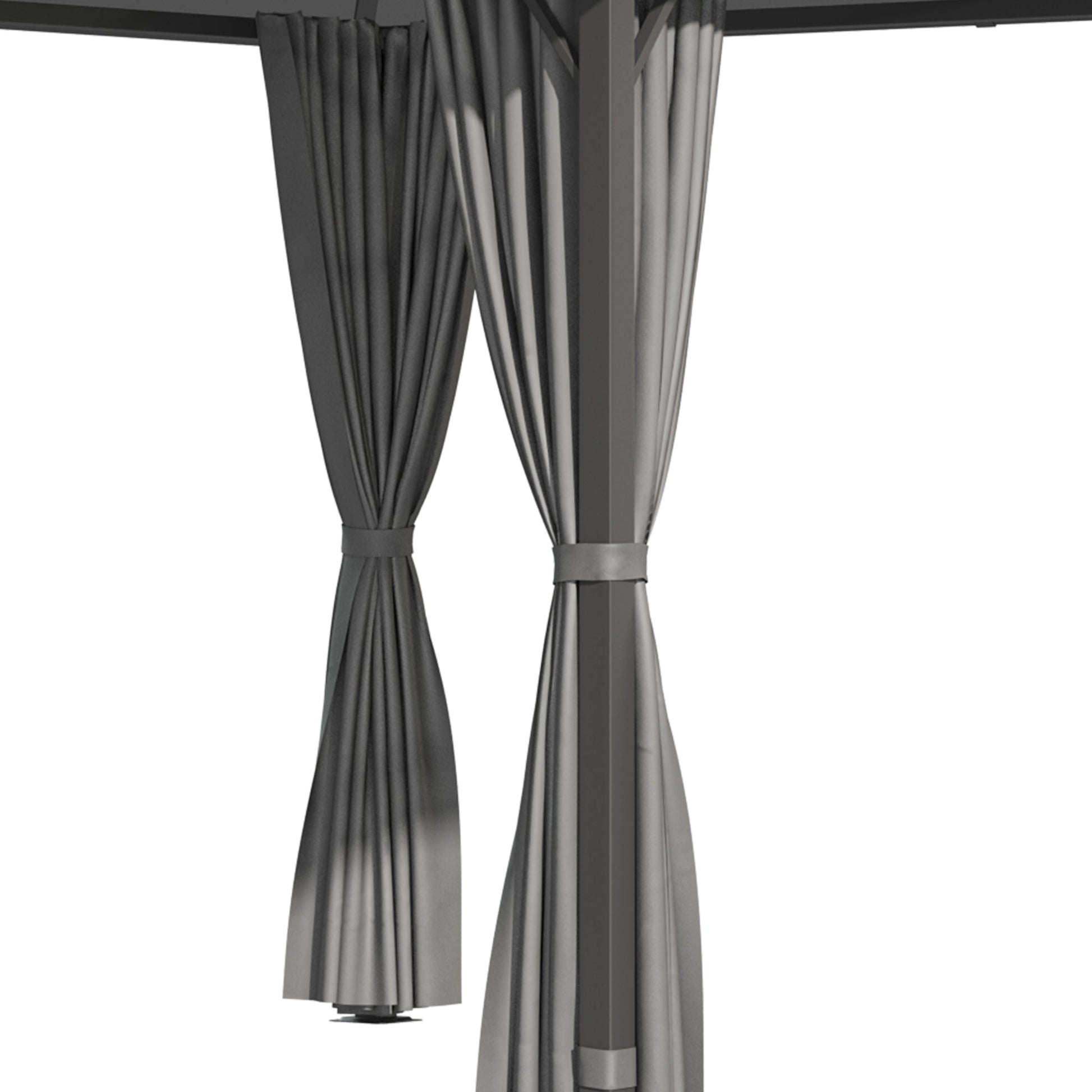 10' x 10' Outdoor Gazebo Canopy, Hardtop Gazebo with UV60+ Polycarbonate Roof, Steel Frame, Central Hook, and Curtains, for Garden, Lawn, Backyard, Deck, Dark Grey