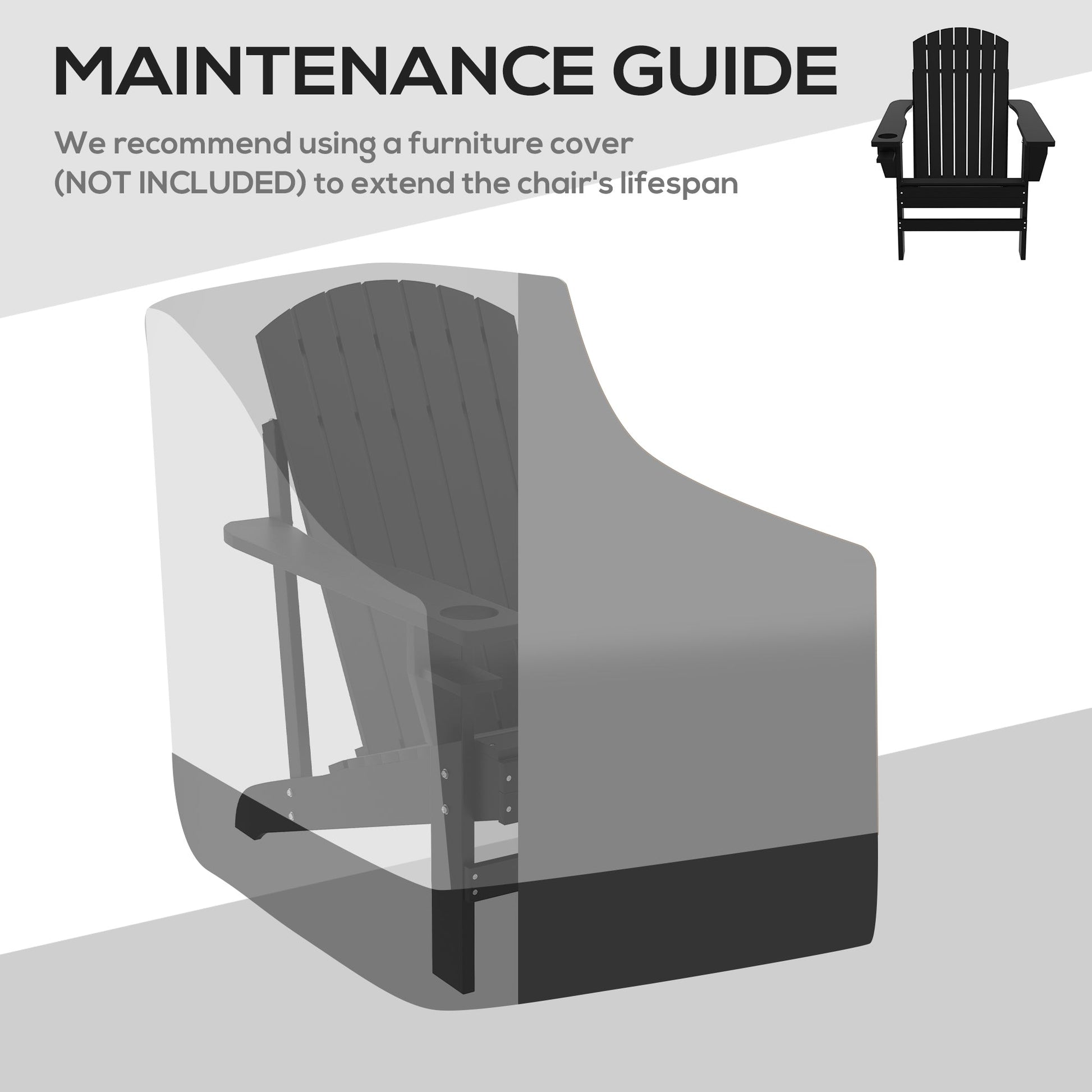 Classic Adirondack Chair Muskoka Chair, Garden Deck Chair with Cup Holder for Patio, Indoor, Backyard, Black
