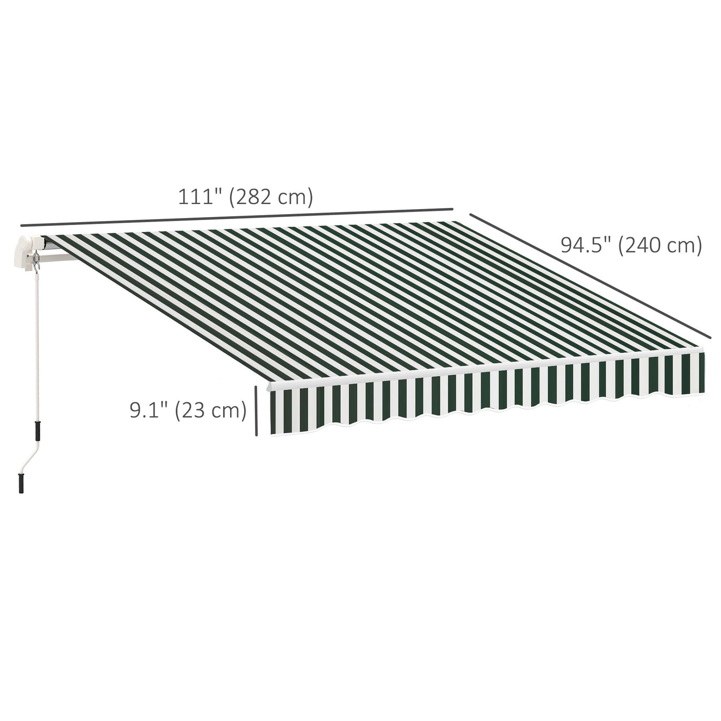 10' x 8' Retractable Awning Fabric Replacement Outdoor Sunshade Canopy Awning Cover, UV Protection, Green and White