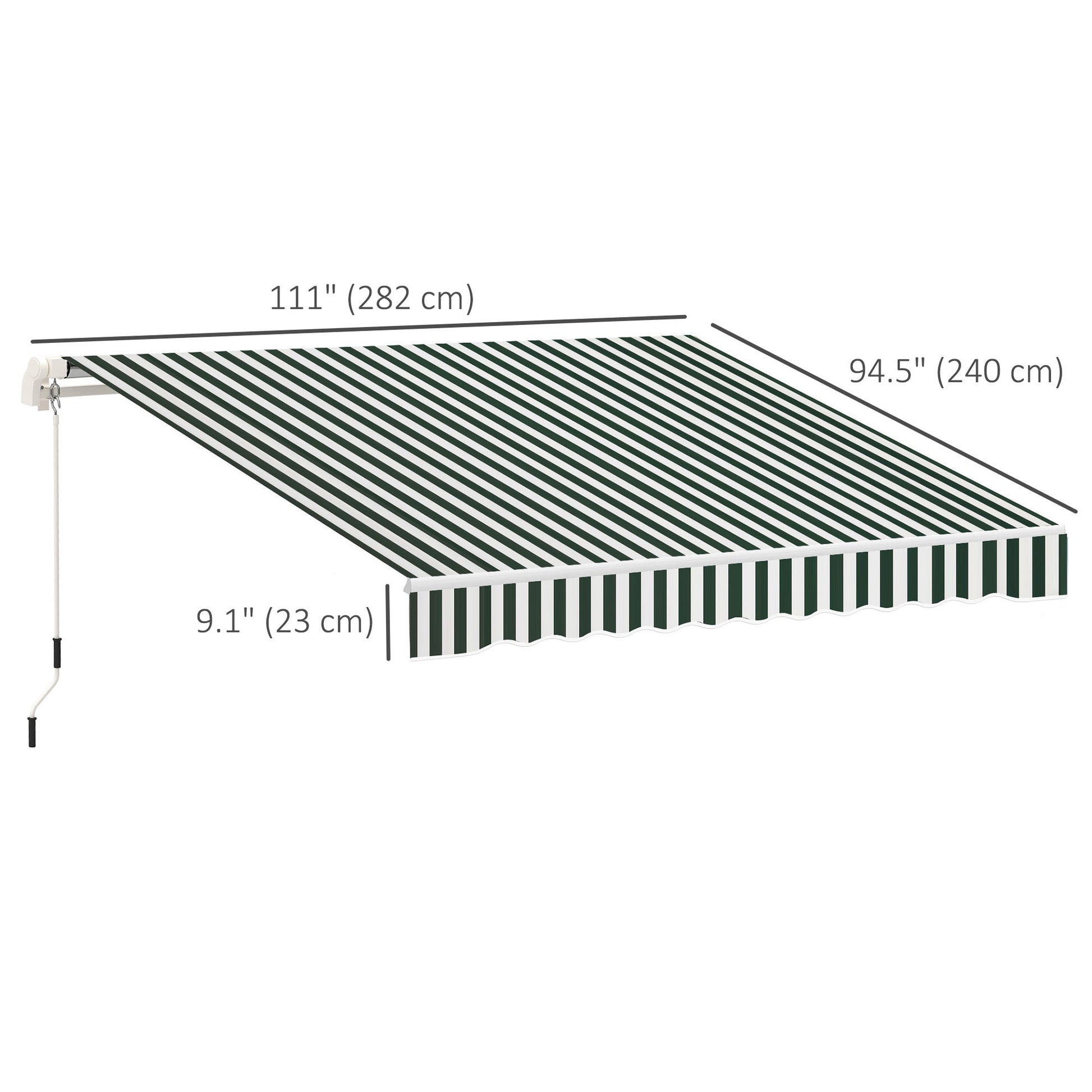10' x 8' Retractable Awning Fabric Replacement Outdoor Sunshade Canopy Awning Cover, UV Protection, Green and White