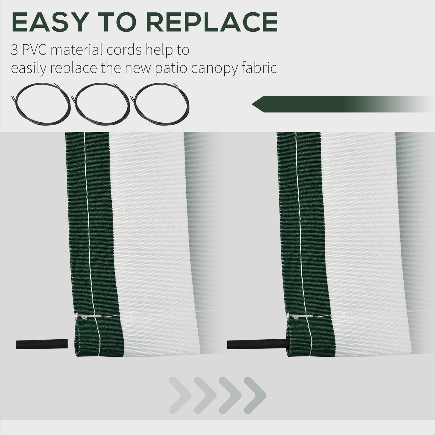 10' x 8' Retractable Awning Fabric Replacement Outdoor Sunshade Canopy Awning Cover, UV Protection, Green and White