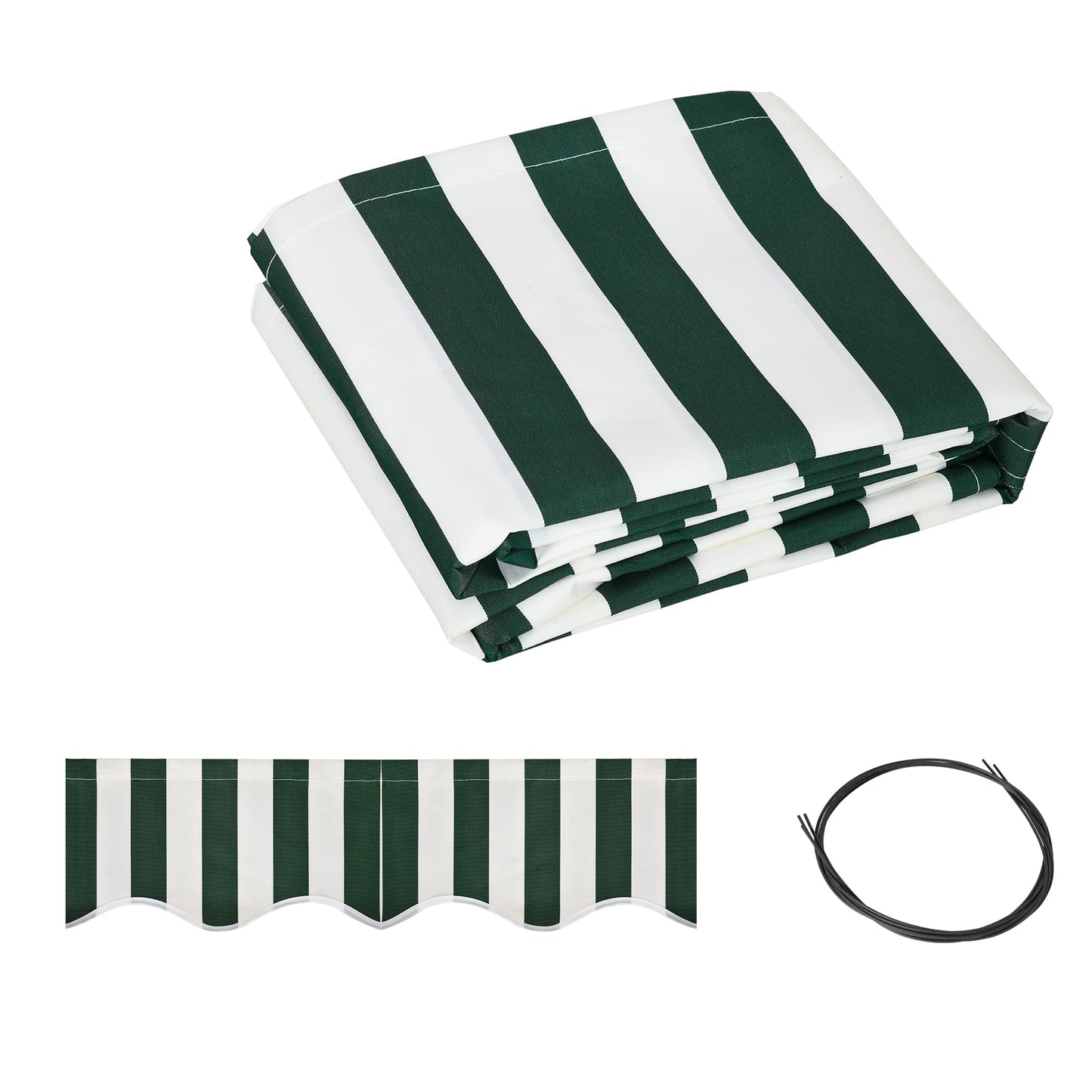 10' x 8' Retractable Awning Fabric Replacement Outdoor Sunshade Canopy Awning Cover, UV Protection, Green and White