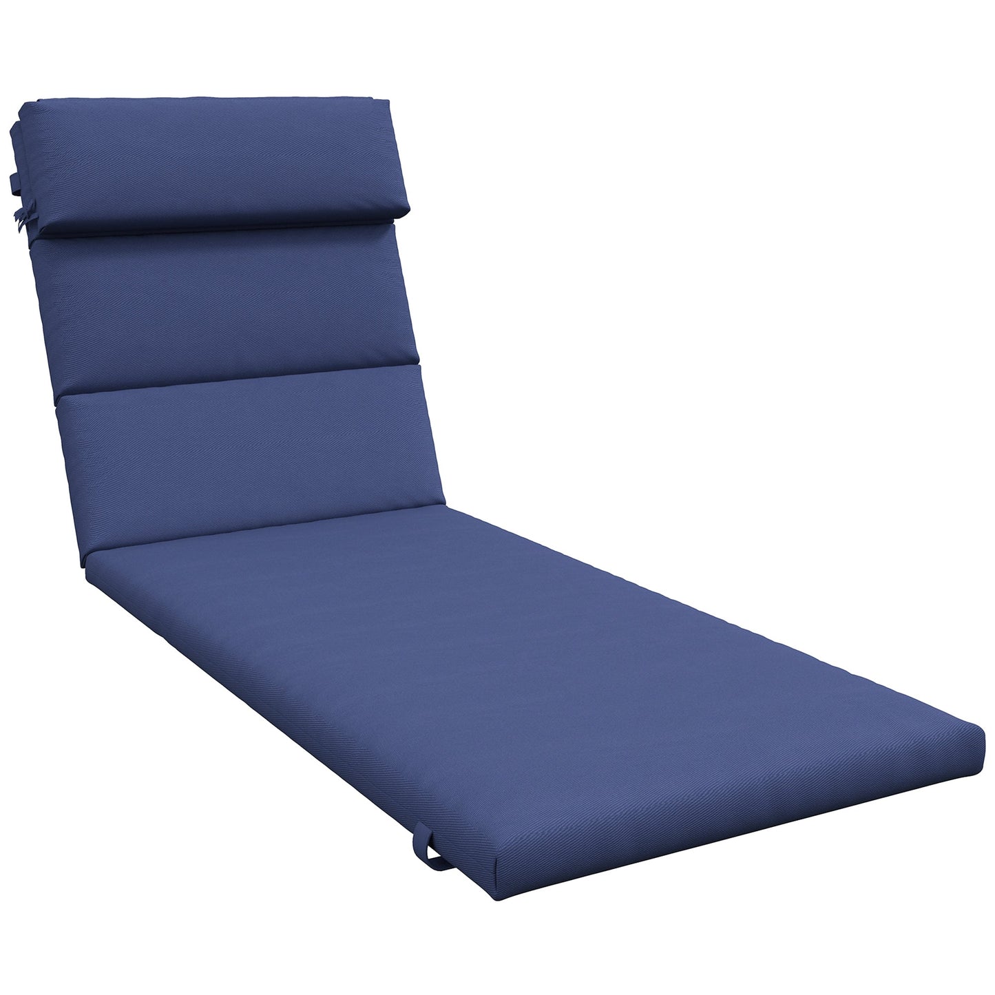 Outdoor Lounge Chair Cushion, Patio Chaise Lounge Cushion with Headrest and Ties, Water Resistant Replacement Sun Lounger Seat Pads, Dark Blue