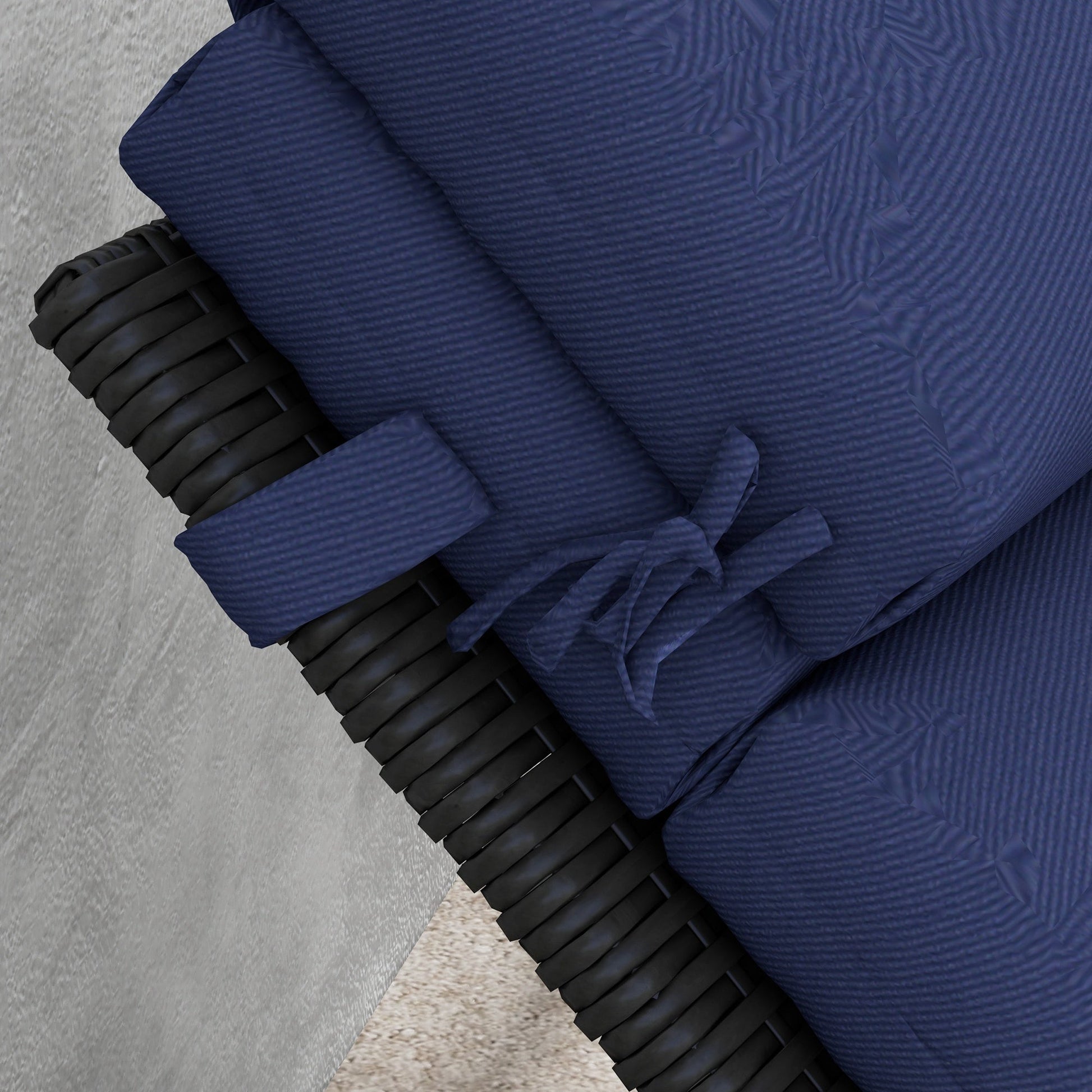Outdoor Lounge Chair Cushion, Patio Chaise Lounge Cushion with Headrest and Ties, Water Resistant Replacement Sun Lounger Seat Pads, Dark Blue