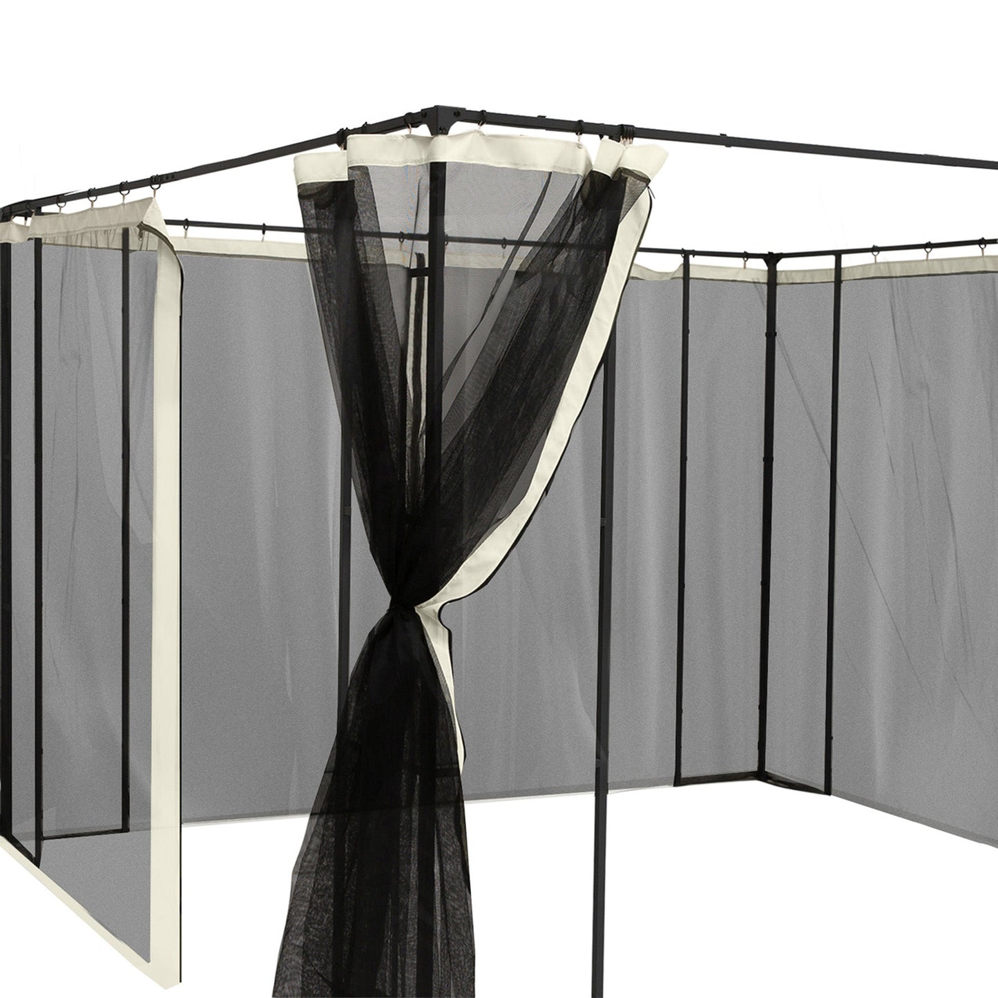 Replacement Mosquito Netting for Gazebo 10' x 13' Black Screen Walls for Canopy with Zippers for Parties and Outdoor Activities, Cream White