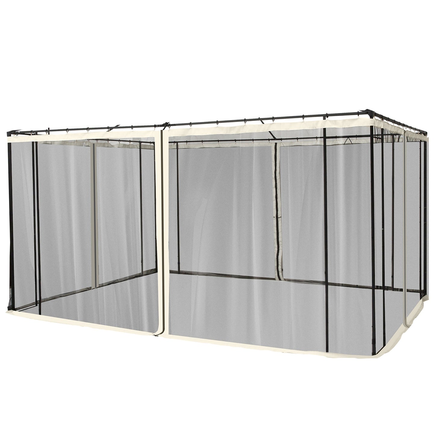 Replacement Mosquito Netting for Gazebo 10' x 13' Black Screen Walls for Canopy with Zippers for Parties and Outdoor Activities, Cream White