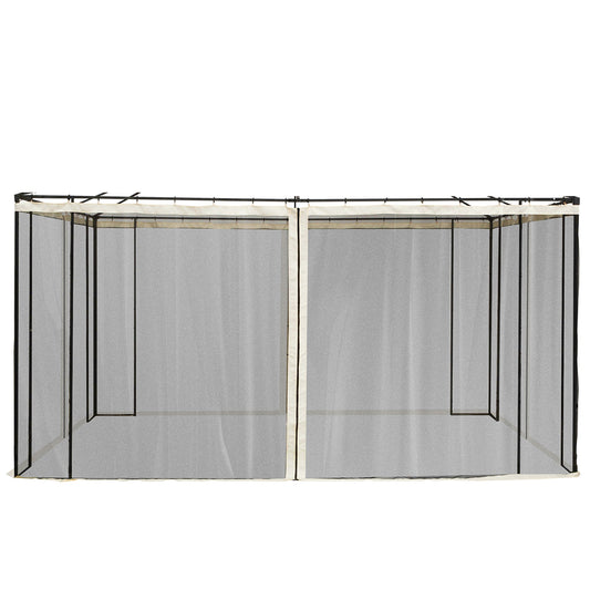 Replacement Mosquito Netting for Gazebo 10' x 13' Black Screen Walls for Canopy with Zippers for Parties and Outdoor Activities, Cream White