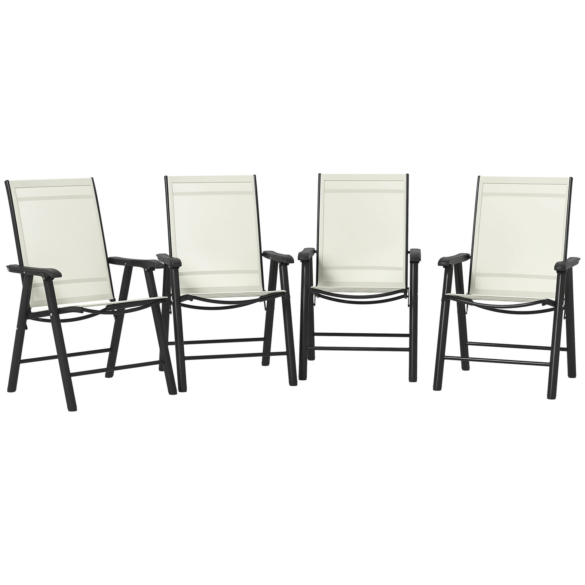 4-Piece Folding Dining Chair Set for Relaxing on Patio, Balcony, or Garden, Comfortable Outdoor Furniture with Armrests, Beige