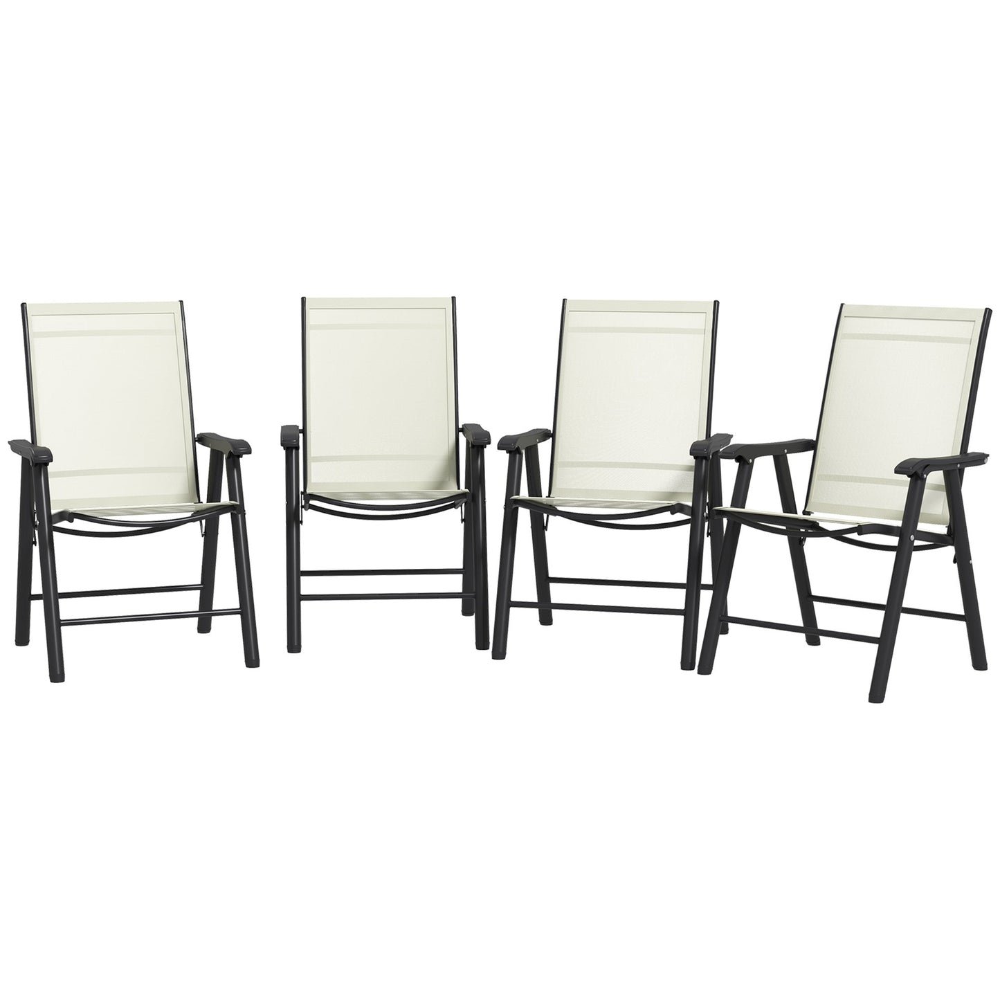 4-Piece Folding Dining Chair Set for Relaxing on Patio, Balcony, or Garden, Comfortable Outdoor Furniture with Armrests, Beige