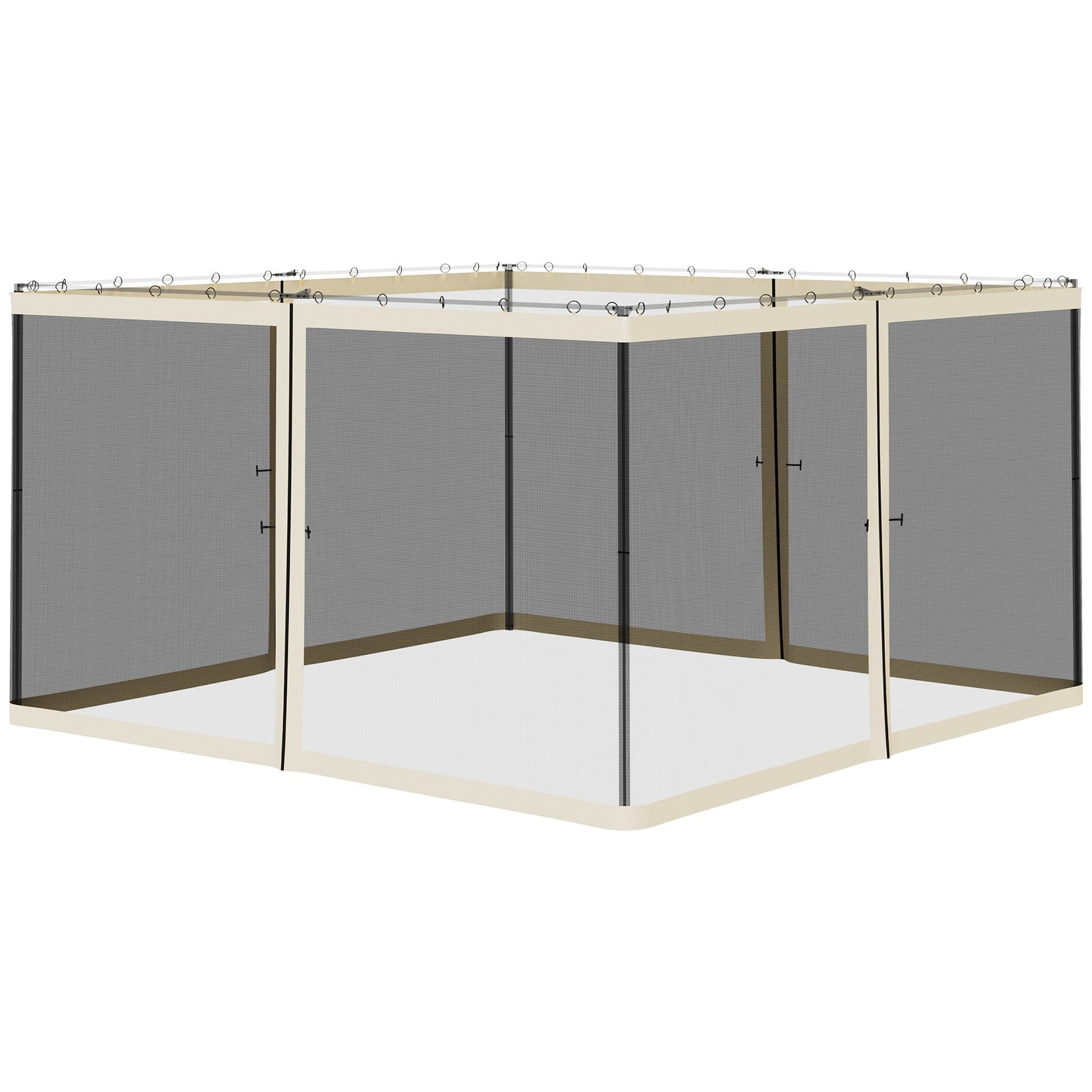 Replacement Mosquito Netting for Gazebo 12' x 12' Black Screen Walls for Canopy with Zippers for Parties and Outdoor Activities, Cream White