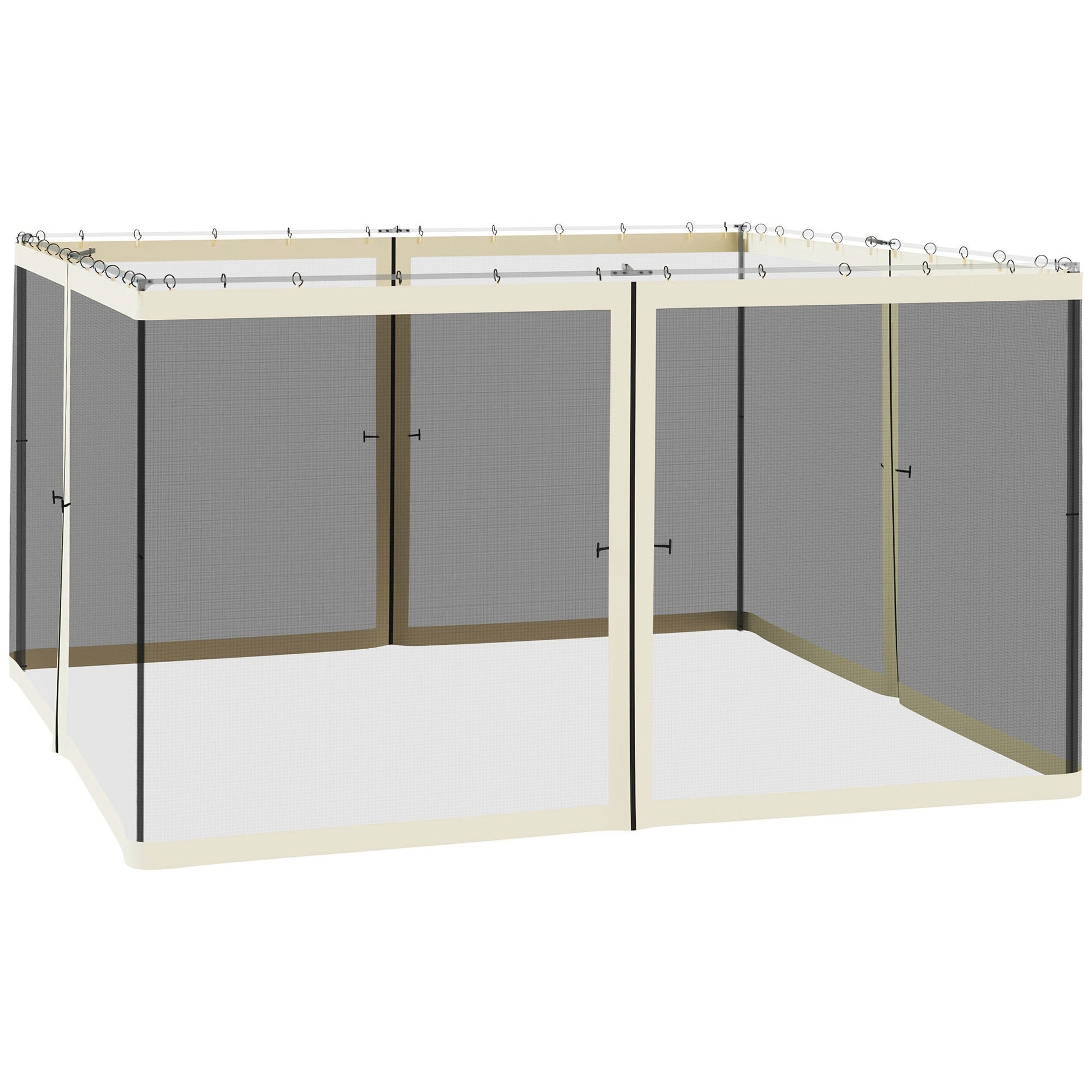 Replacement Mosquito Netting for Gazebo 12' x 12' Black Screen Walls for Canopy with Zippers for Parties and Outdoor Activities, Cream White