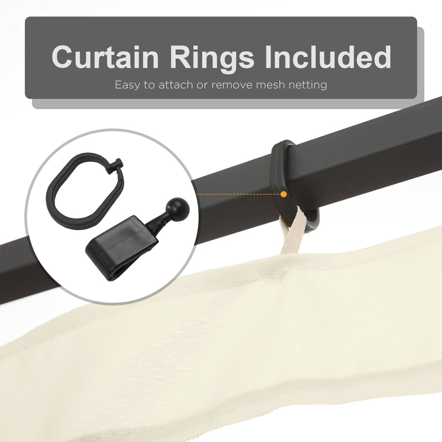 Replacement Mosquito Netting for Gazebo 12' x 12' Black Screen Walls for Canopy with Zippers for Parties and Outdoor Activities, Cream White