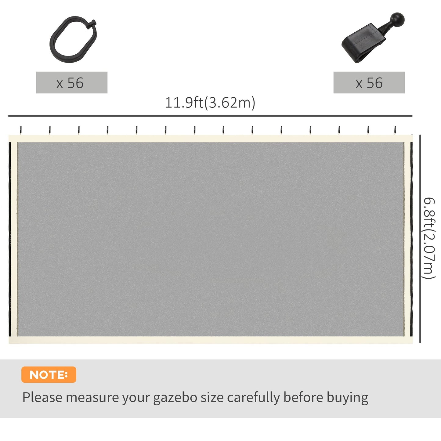 Replacement Mosquito Netting for Gazebo 12' x 12' Black Screen Walls for Canopy with Zippers for Parties and Outdoor Activities, Cream White