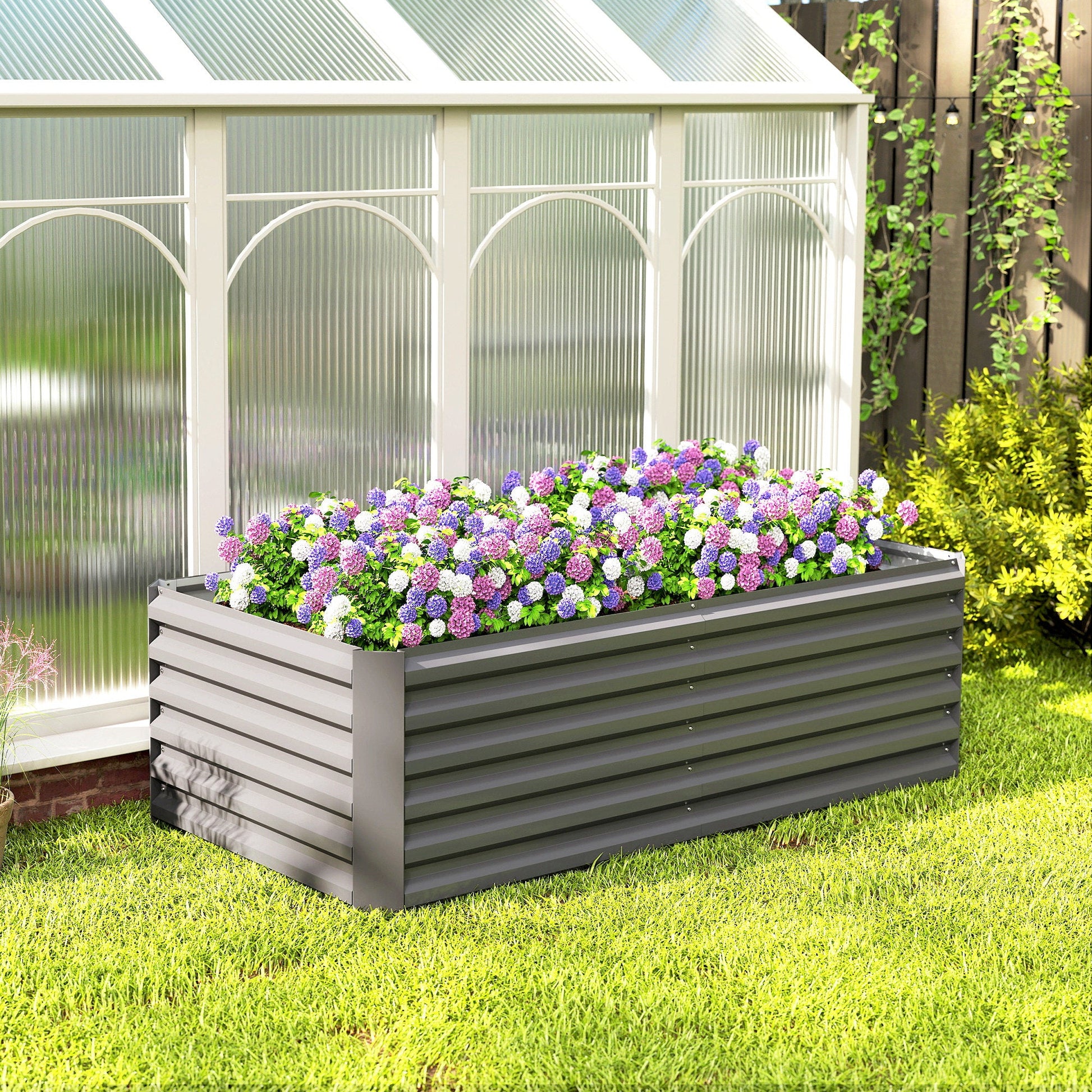 Galvanized Raised Garden Bed, 6' x 3' x 2' Outdoor Metal Planter Box, Standing Raised Bed for Growing Flowers, Herbs and Vegetables, Light Grey
