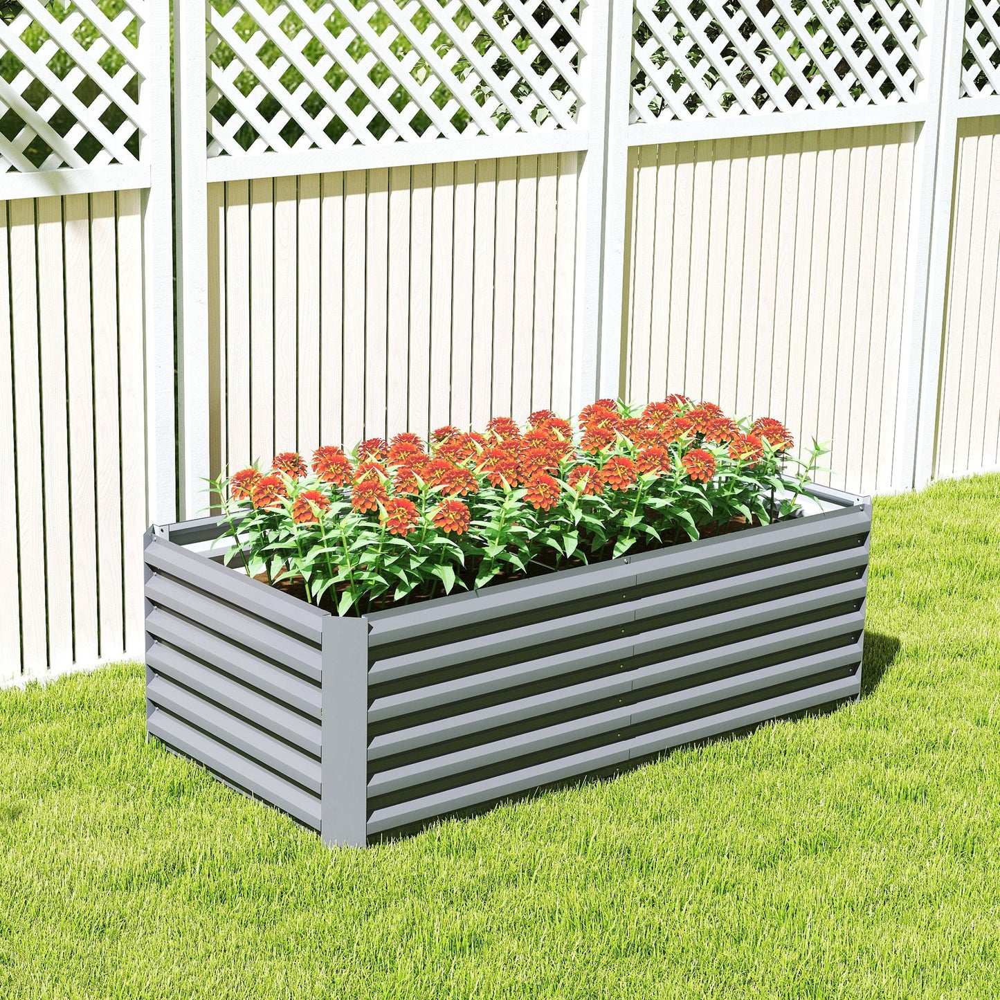 Galvanized Raised Garden Bed, 6' x 3' x 2' Outdoor Metal Planter Box, Standing Raised Bed for Growing Flowers, Herbs and Vegetables, Light Grey