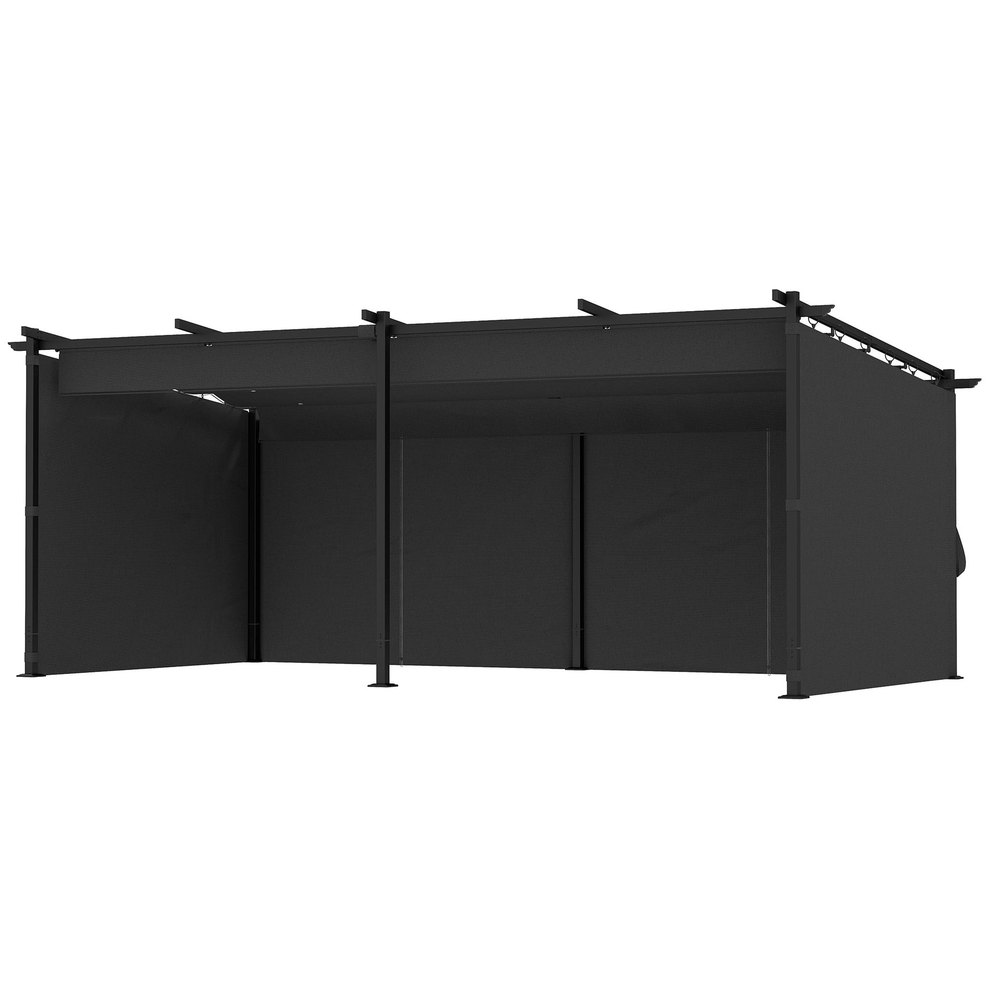 10' x 20' Retractable Pergola Canopy with Sidewalls, Metal Outdoor Gazebo UPF30+ Sun Shade Shelter for Garden, Porch, Patio, Deck, Dark Grey