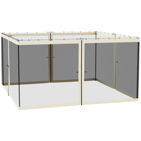 Replacement Mosquito Netting for Gazebo 13' x 13' Black Screen Walls for Canopy with Zippers for Parties and Outdoor Activities, Cream White