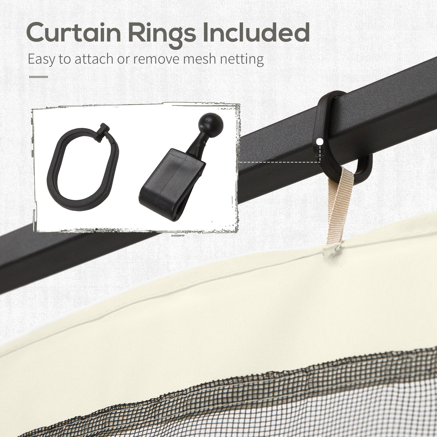 Replacement Mosquito Netting for Gazebo 13' x 13' Black Screen Walls for Canopy with Zippers for Parties and Outdoor Activities, Cream White