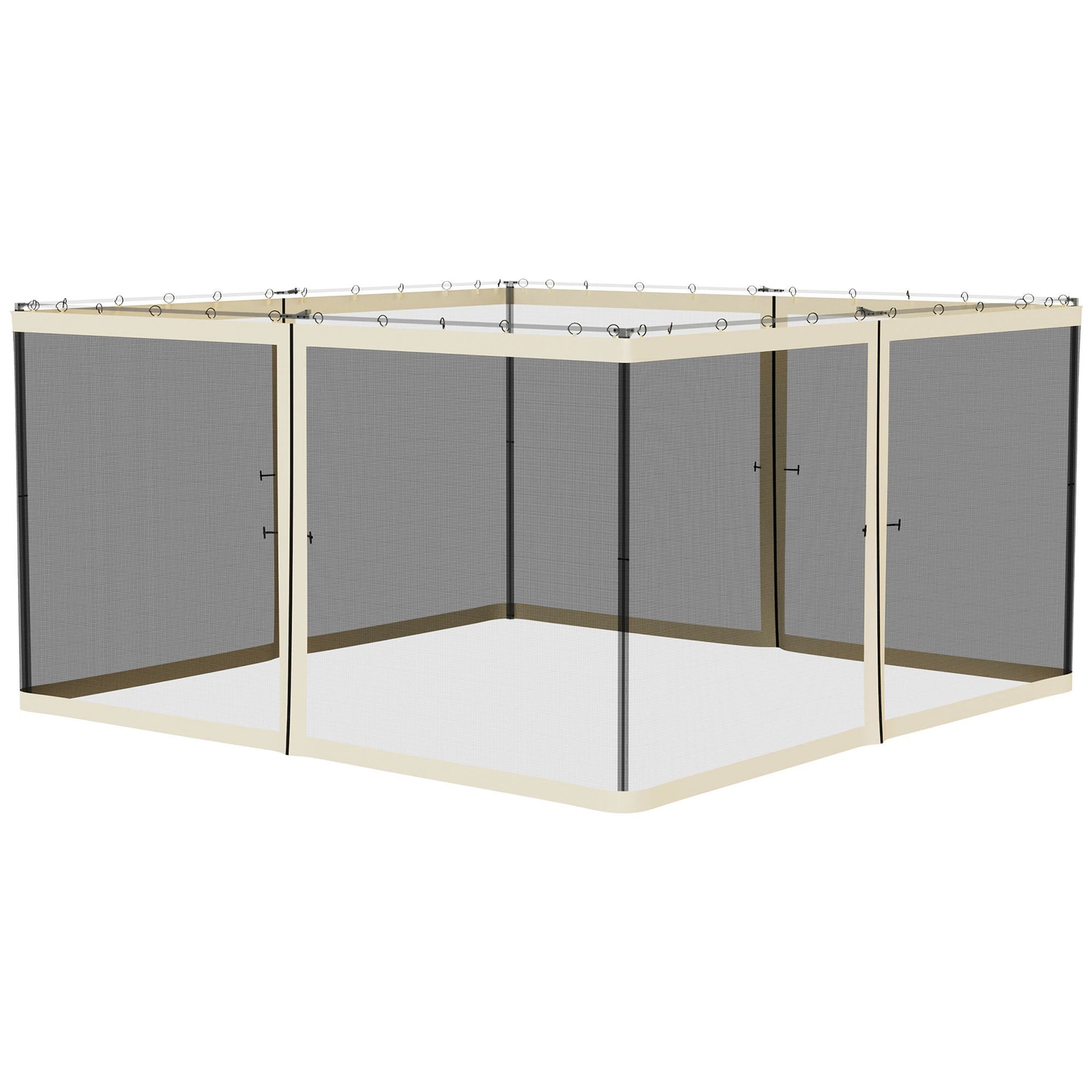 Replacement Mosquito Netting for Gazebo 13' x 13' Black Screen Walls for Canopy with Zippers for Parties and Outdoor Activities, Cream White