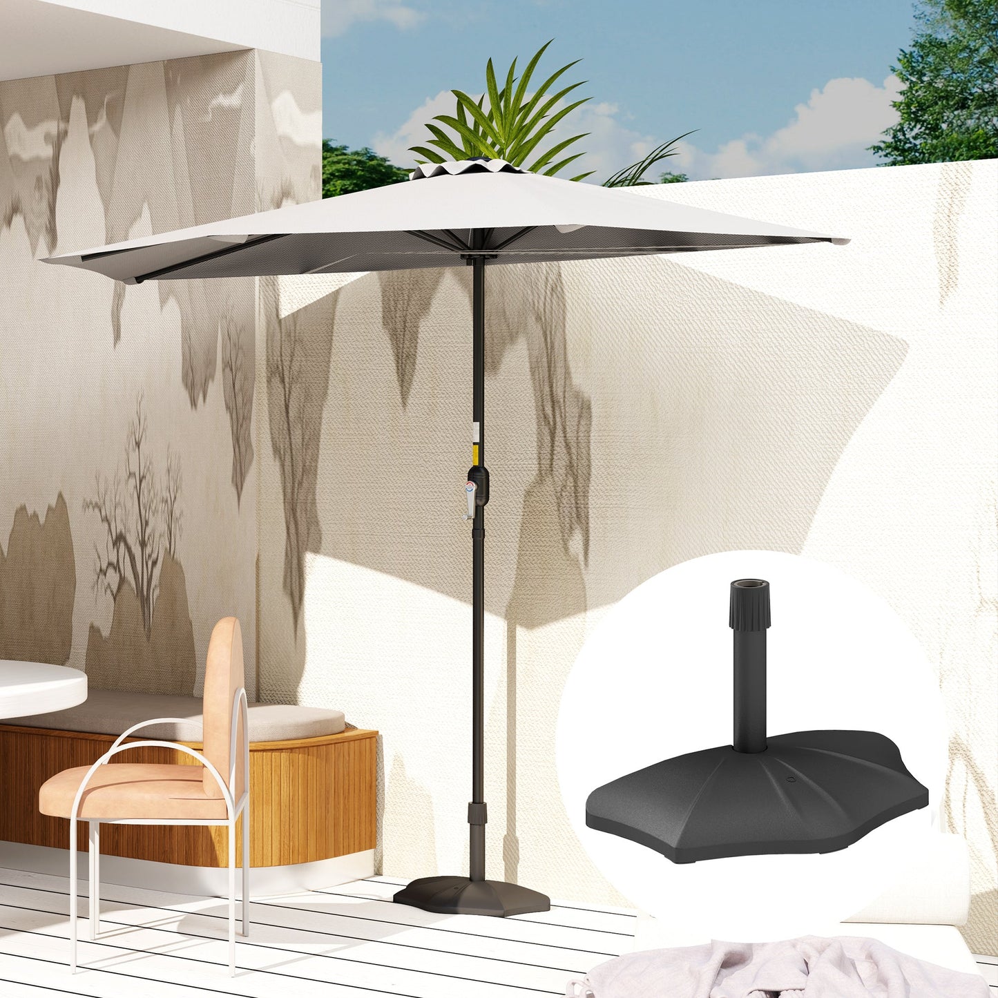 Patio Umbrella Base, 26lbs Concrete Half Umbrella Stand, Patio Umbrella Stand for 1.5"/1.9" Umbrella Poles, Half Umbrella Base for Outdoor, Lawn, Poolside, Black
