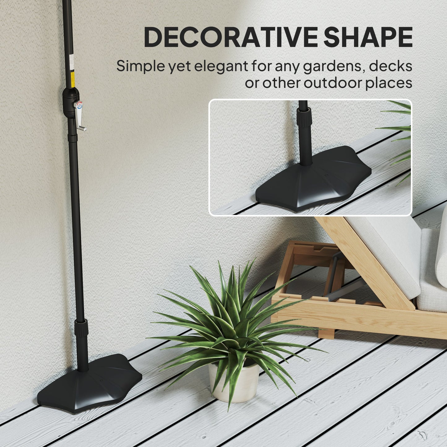 Patio Umbrella Base, 26lbs Concrete Half Umbrella Stand, Patio Umbrella Stand for 1.5"/1.9" Umbrella Poles, Half Umbrella Base for Outdoor, Lawn, Poolside, Black
