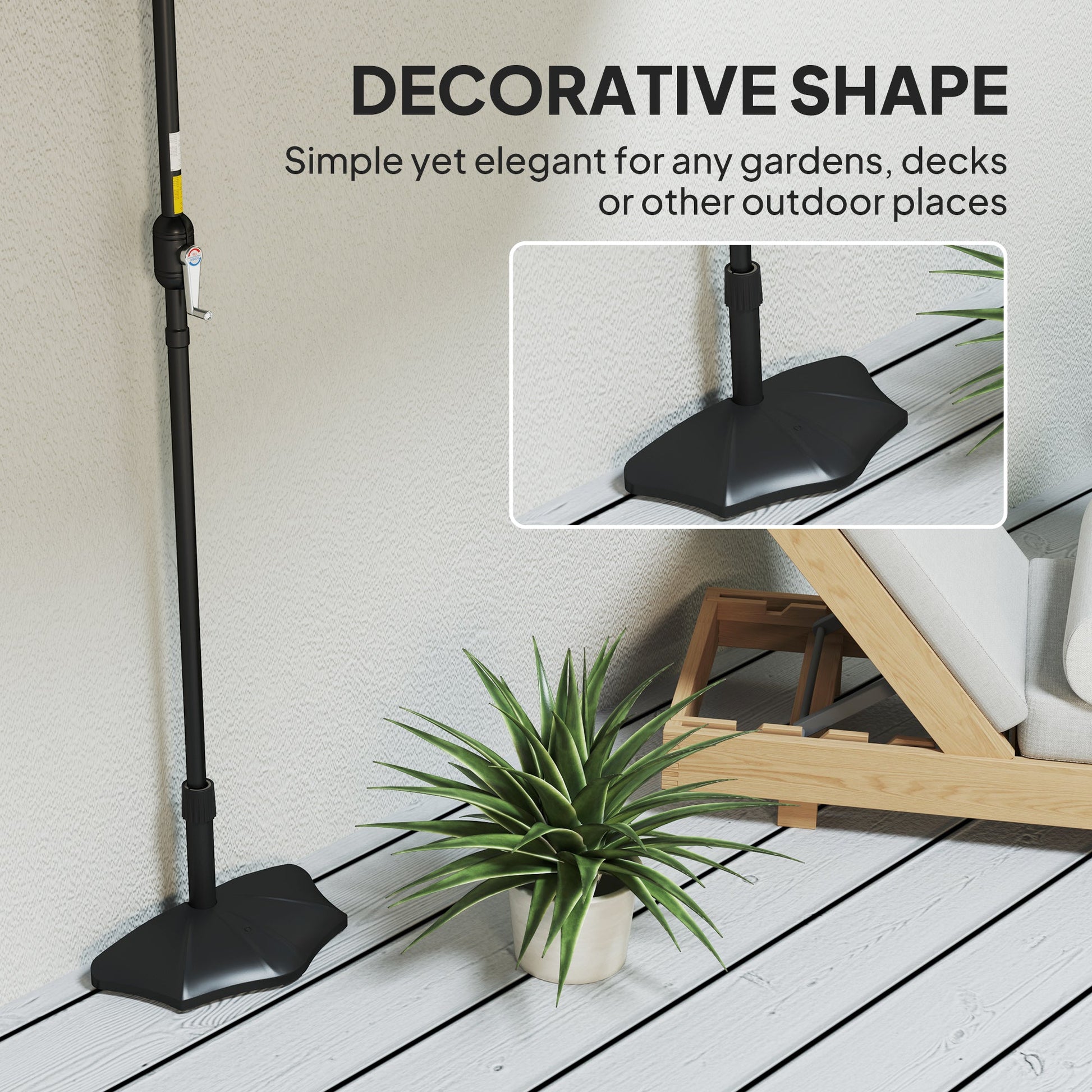 Patio Umbrella Base, 26lbs Concrete Half Umbrella Stand, Patio Umbrella Stand for 1.5"/1.9" Umbrella Poles, Half Umbrella Base for Outdoor, Lawn, Poolside, Black