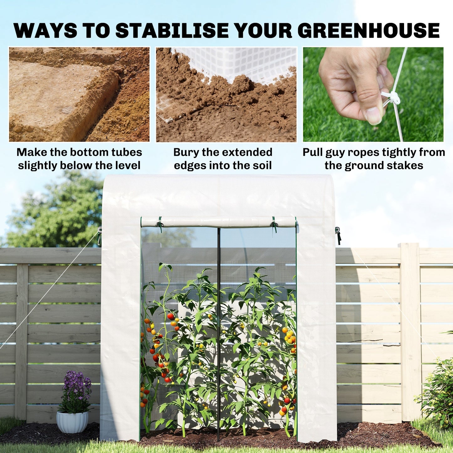 6' x 2' x 6.6' Mini Greenhouse, Portable Garden Green House with Roll-up Door and Mesh Windows, Small Plant Greenhouse with PE Cover, Steel Frame for Indoor Outdoor, White