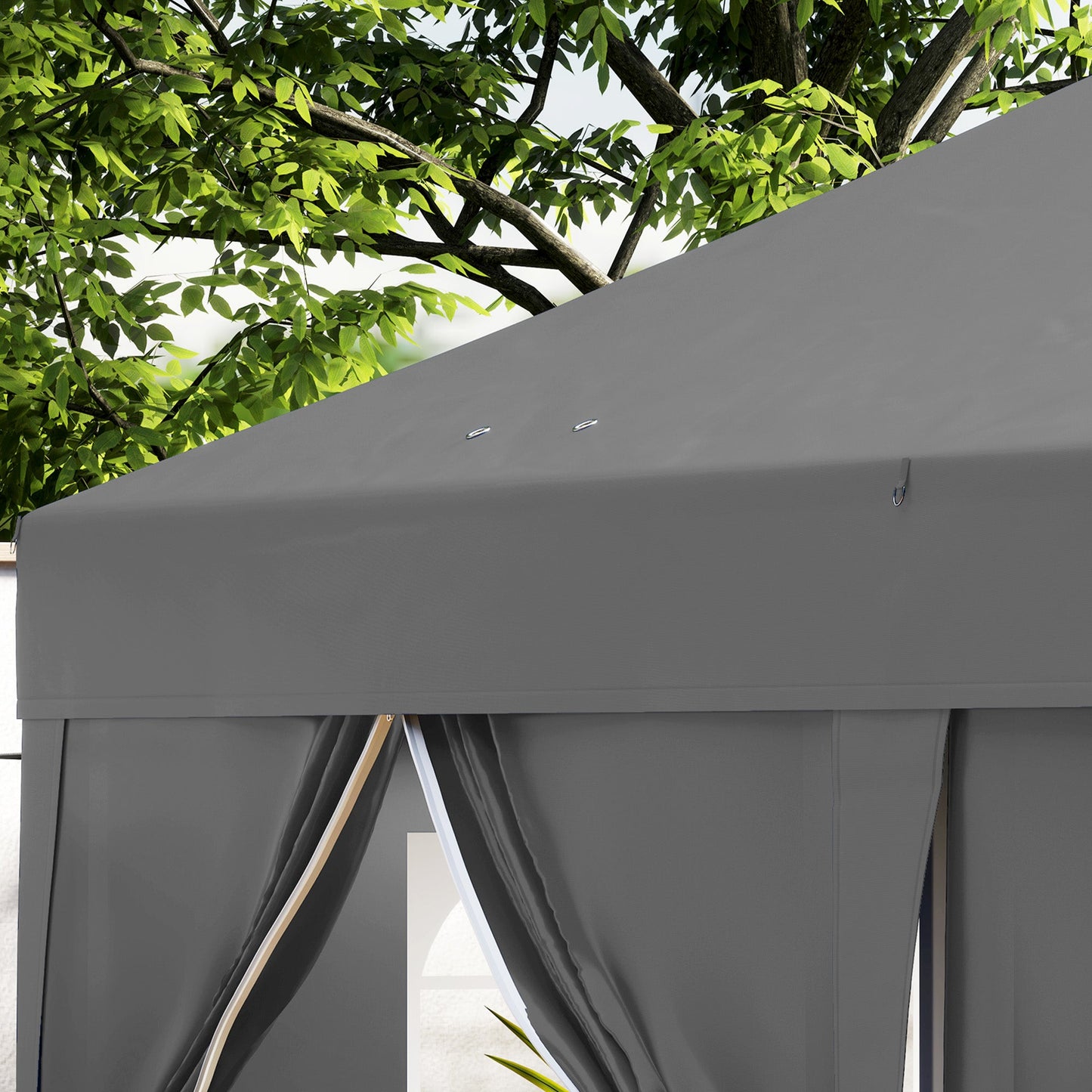10' x 20' Pop Up Canopy with 6 Walls, Outdoor Easy Up Canopy Party Tent with Steel Frame, Drainage Holes, Instant Garden Shade Shelter with Carrying Bag, Black