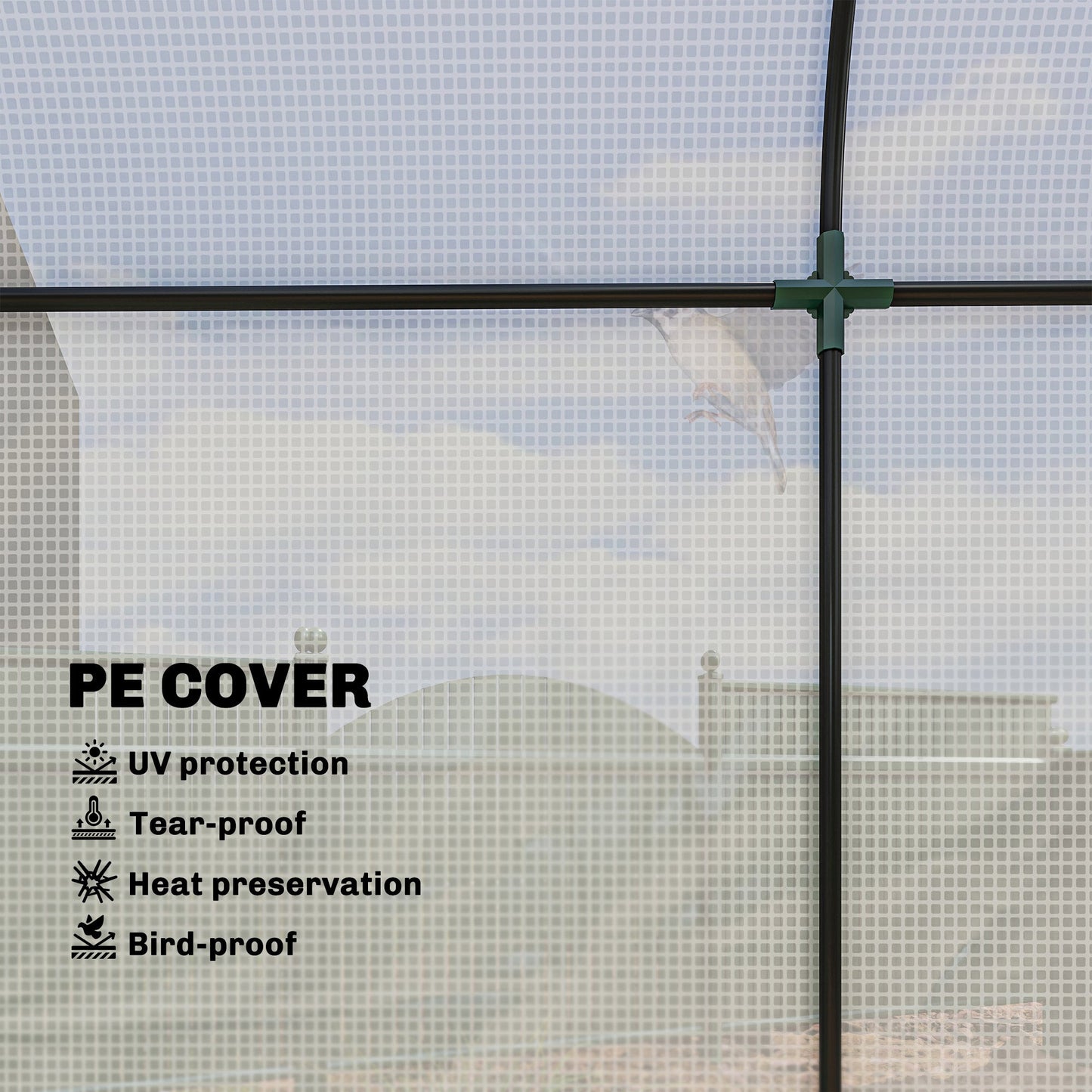 6' x 2' x 6.6' Mini Greenhouse, Portable Garden Green House with Roll-up Door and Mesh Windows, Small Plant Greenhouse with PE Cover, Steel Frame for Indoor Outdoor, White