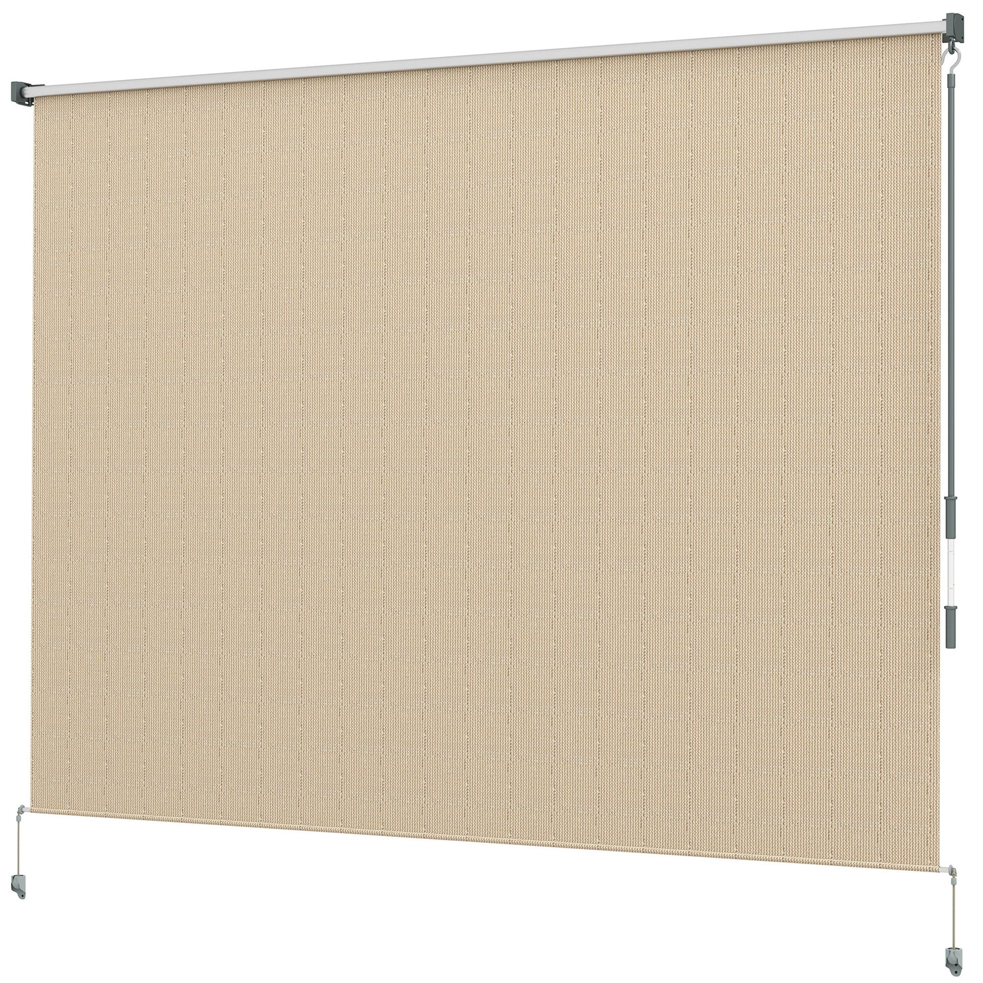 8'W x 6'H Roller Shades, Outdoor Blinds Cordless Roll Up Shade for Porch Balcony Gazebo, Beige