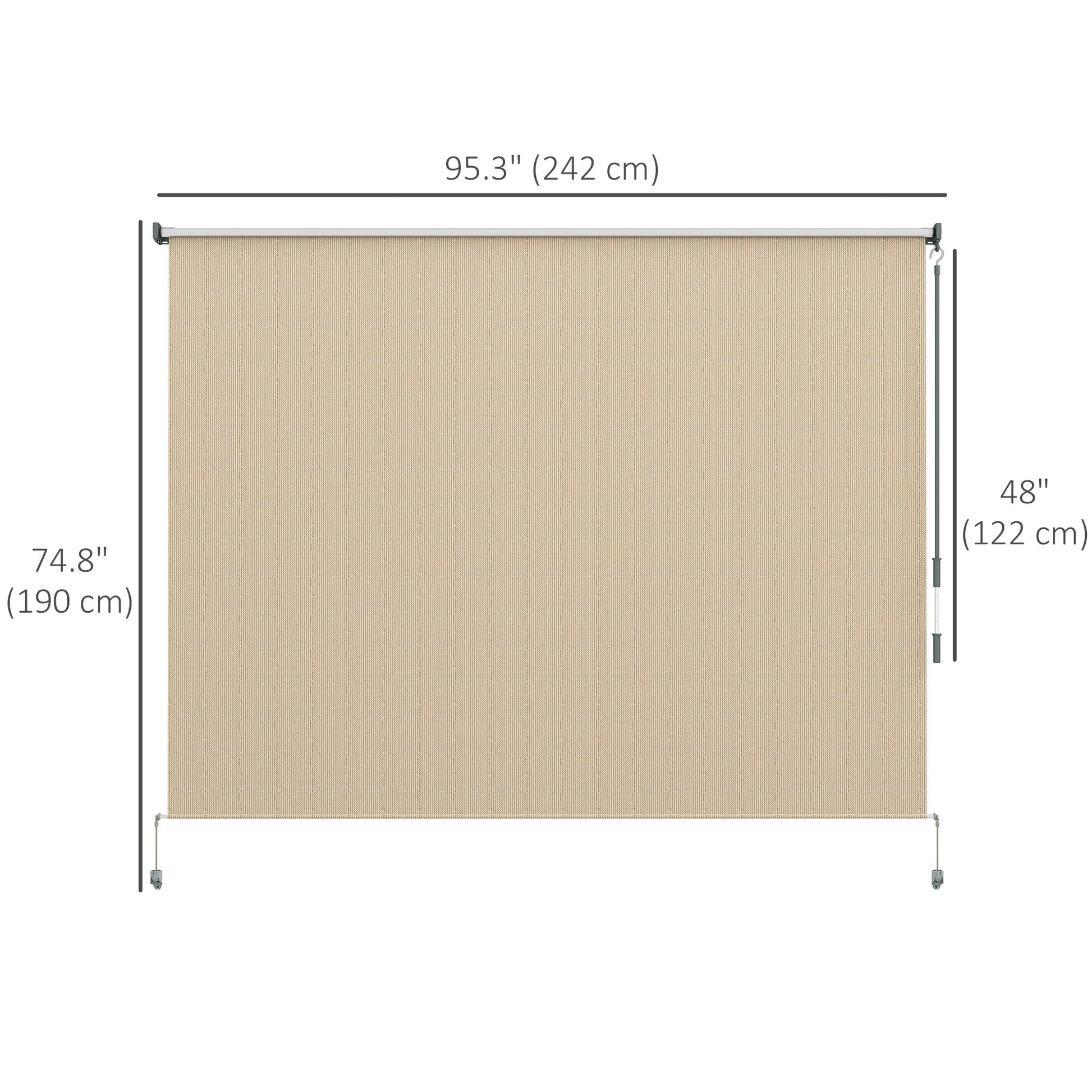 8'W x 6'H Roller Shades, Outdoor Blinds Cordless Roll Up Shade for Porch Balcony Gazebo, Beige