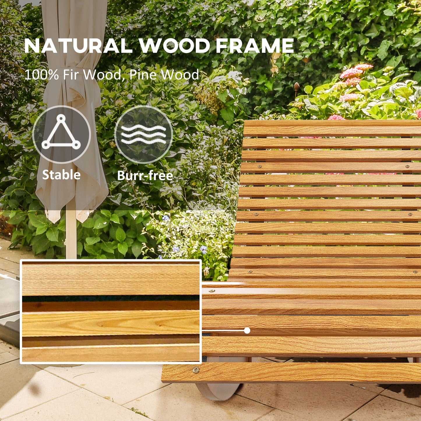 Wooden Outdoor Rocking Chair with Slatted Seat & High Back, Patio Rocking Chair with S Shape, Solid Wood Rocker for Backyard, Garden, Teak