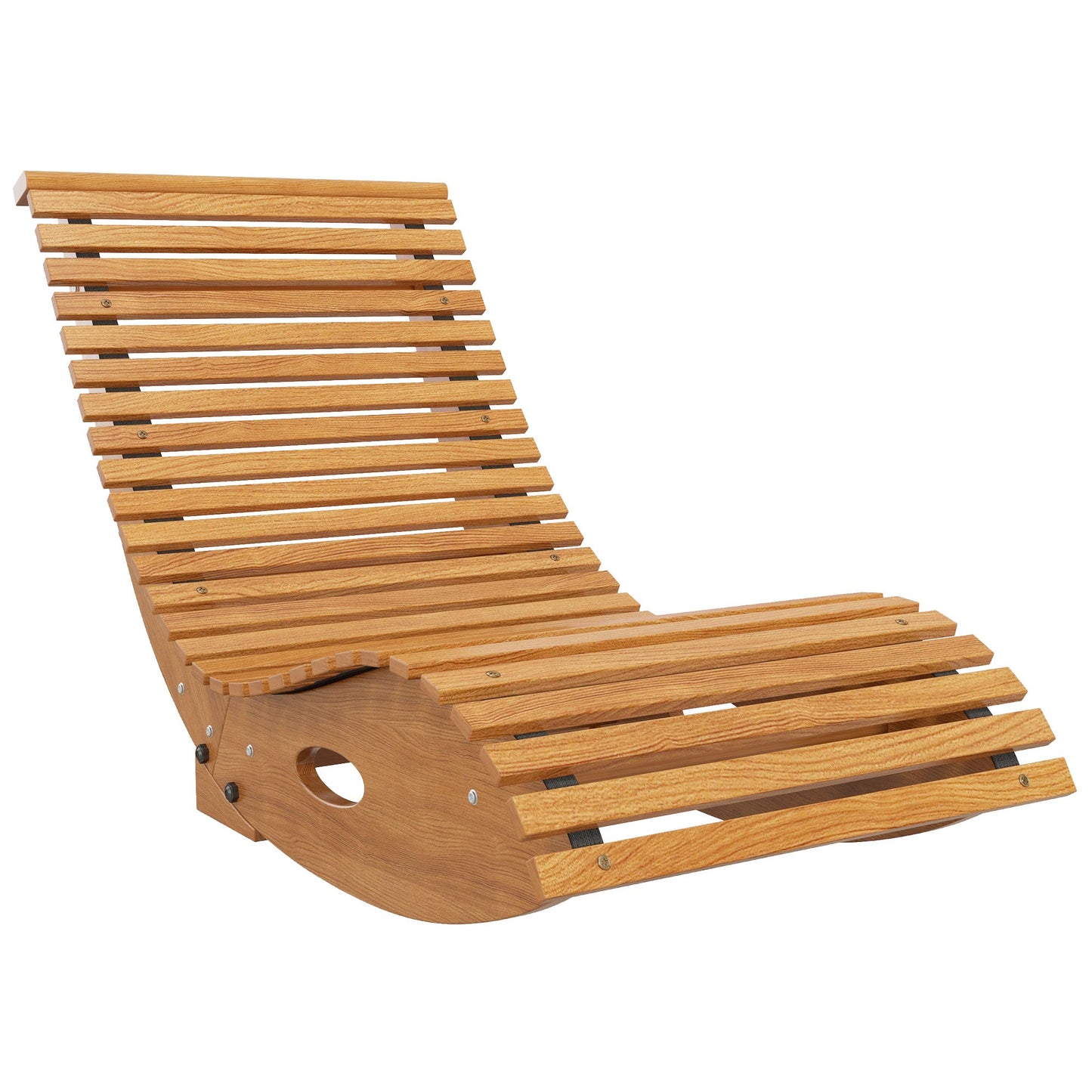 Wooden Outdoor Rocking Chair with Slatted Seat & High Back, Patio Rocking Chair with S Shape, Solid Wood Rocker for Backyard, Garden, Teak