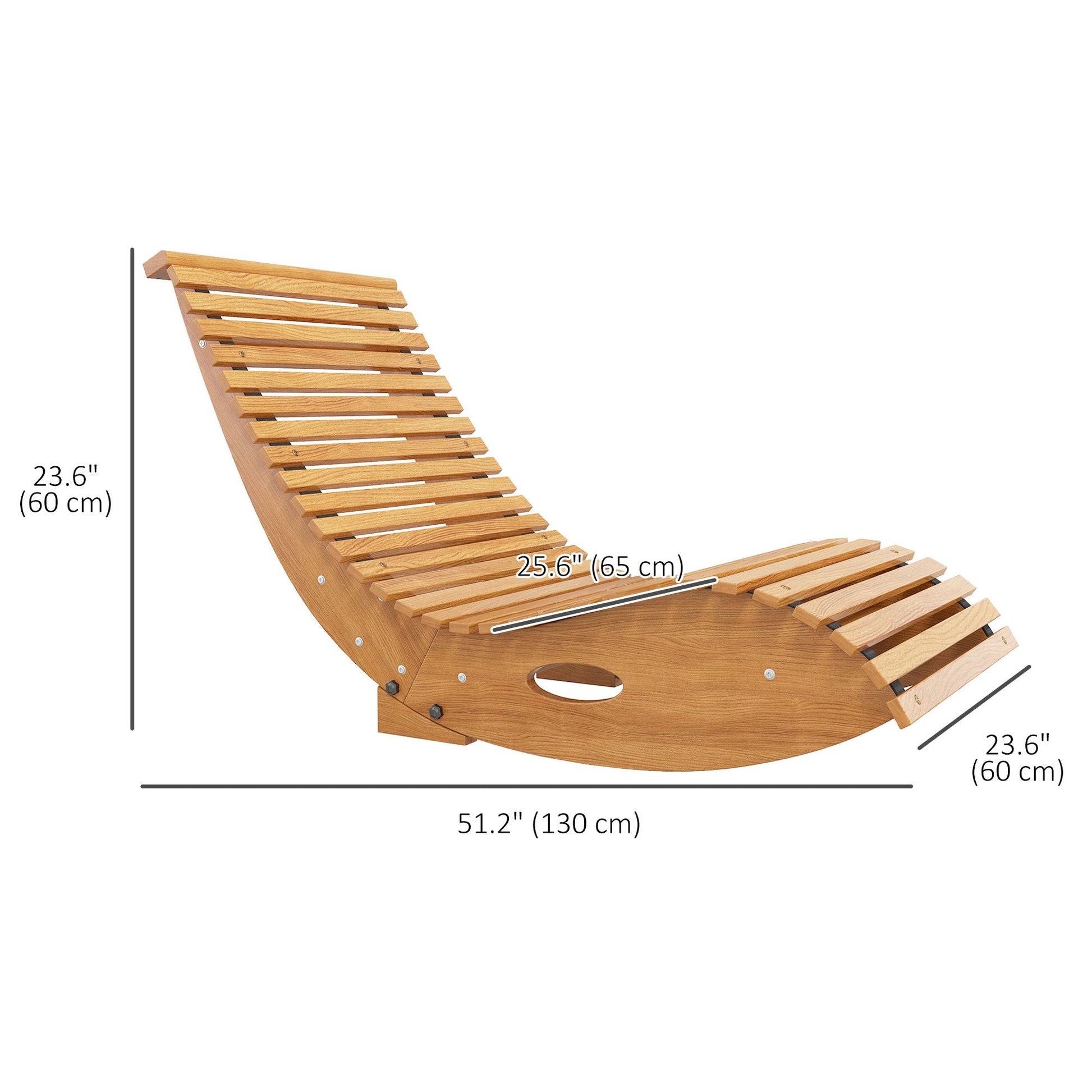 Wooden Outdoor Rocking Chair with Slatted Seat & High Back, Patio Rocking Chair with S Shape, Solid Wood Rocker for Backyard, Garden, Teak