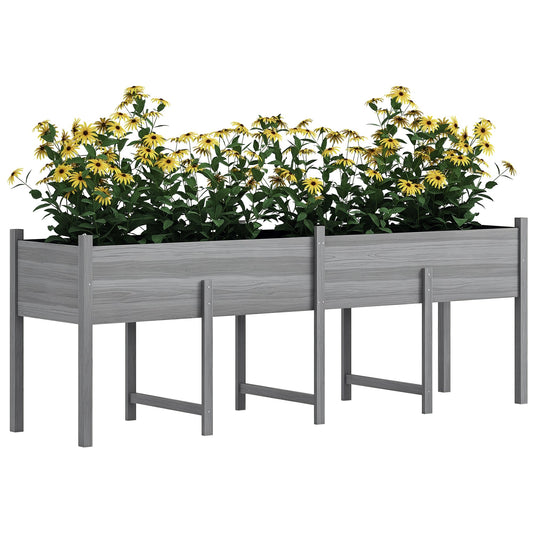 Wooden Raised Garden Bed Planter with Bed Liner and Drain Holes, Large Elevated Planter Box with Legs for Vegetables Flowers Herbs, Outdoor and Indoor, Grey