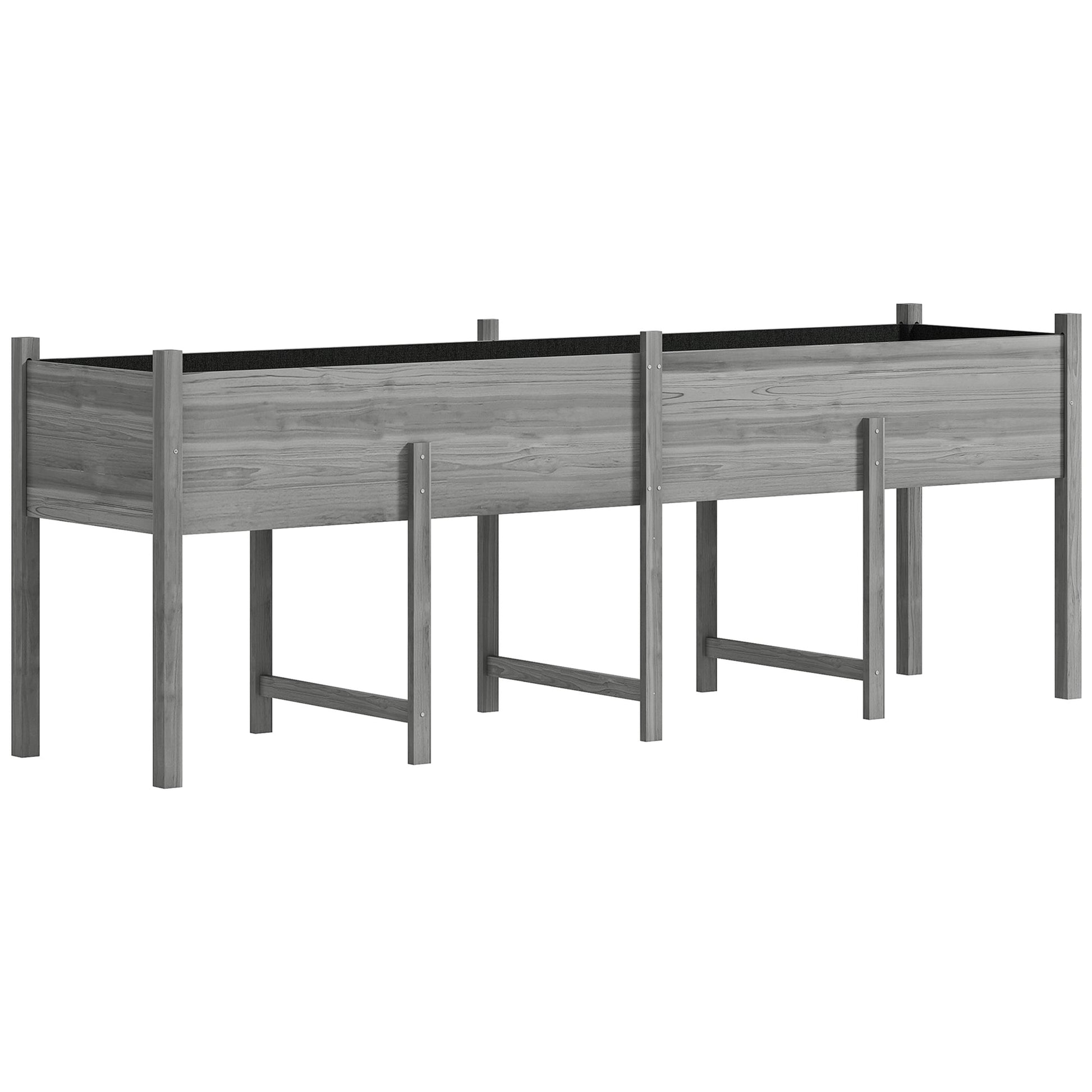 Wooden Raised Garden Bed Planter with Bed Liner and Drain Holes, Large Elevated Planter Box with Legs for Vegetables Flowers Herbs, Outdoor and Indoor, Grey