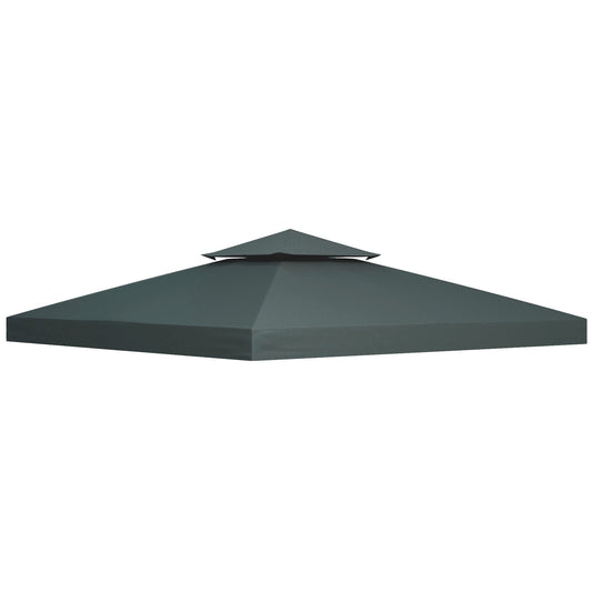 9.8' x 9.8' Square 2-Tier Gazebo Canopy Replacement Top Cover Outdoor Garden Sun Shade, Charcoal Grey