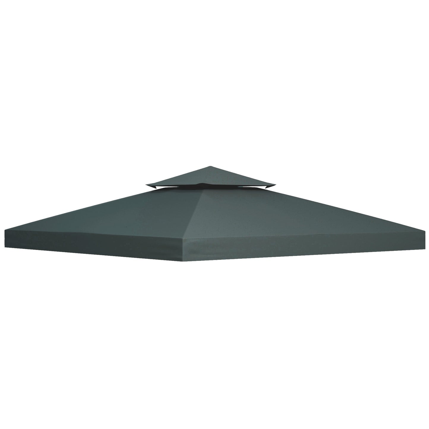 9.8' x 9.8' Square 2-Tier Gazebo Canopy Replacement Top Cover Outdoor Garden Sun Shade, Charcoal Grey
