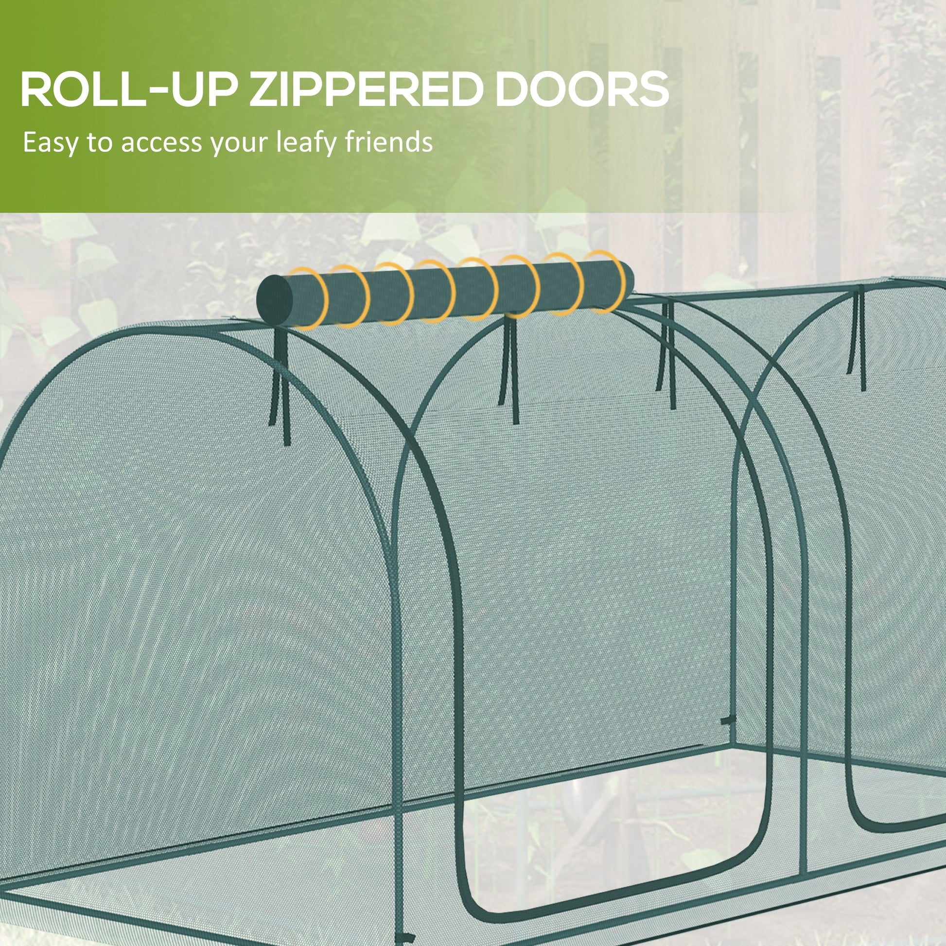 8' x 3' Crop Cage, Plant Protection Tent, with Two Zippered Doors and 4 Ground Stakes, for Garden, Yard, Lawn, Dark Green
