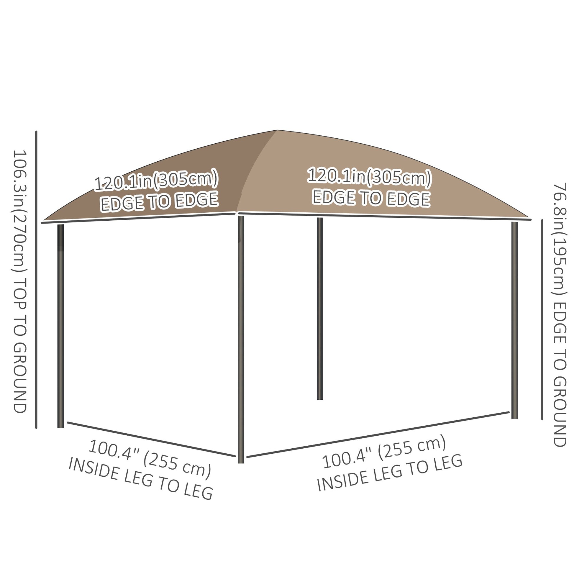 10' x 10' Outdoor Gazebo Canopy, Hardtop Gazebo with UV60+ Polycarbonate Roof, Steel Frame, Central Hook, and Curtains, for Garden, Lawn, Backyard, Deck, Khaki