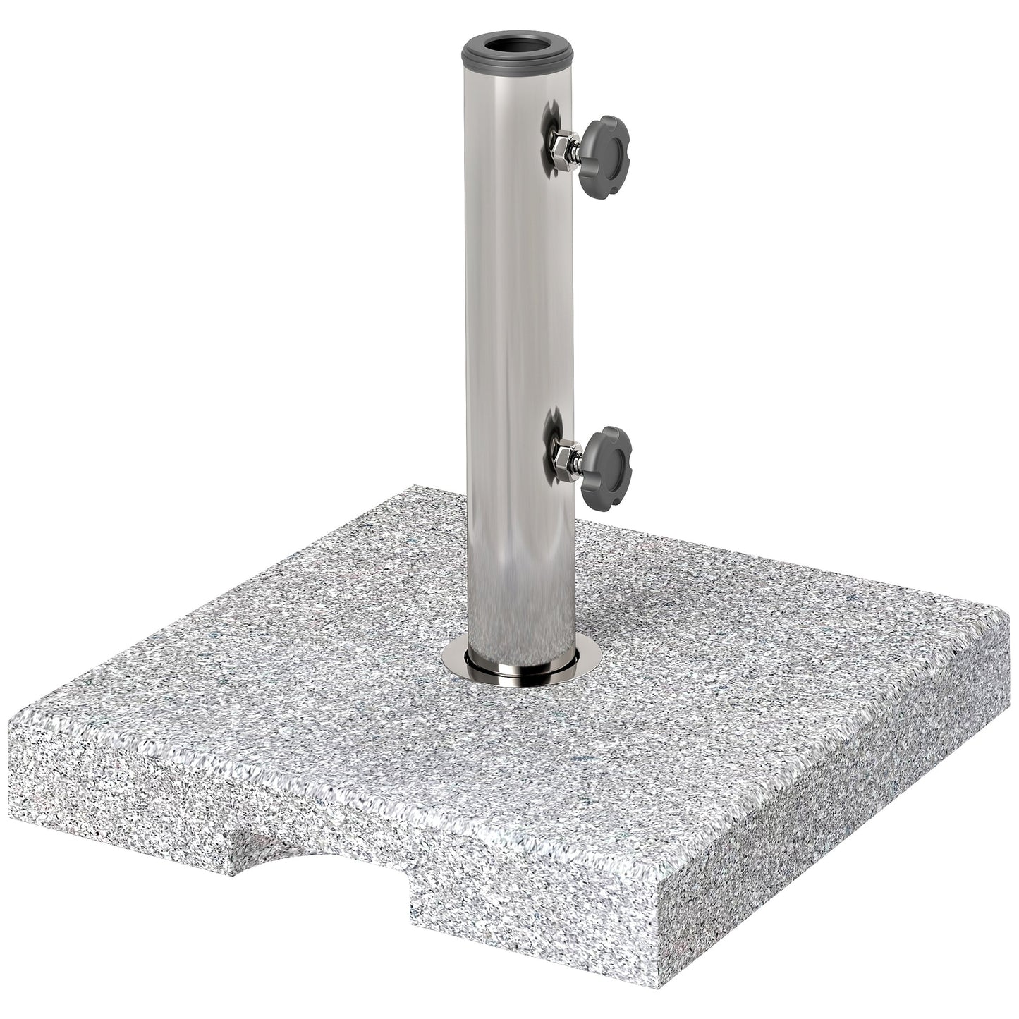 Square Patio Umbrella Base, Outdoor Umbrella Stand with Handles 2 Adjustable Knobs, Heavy Duty Patio Umbrella Stand for Garden Deck Poolside, Grey
