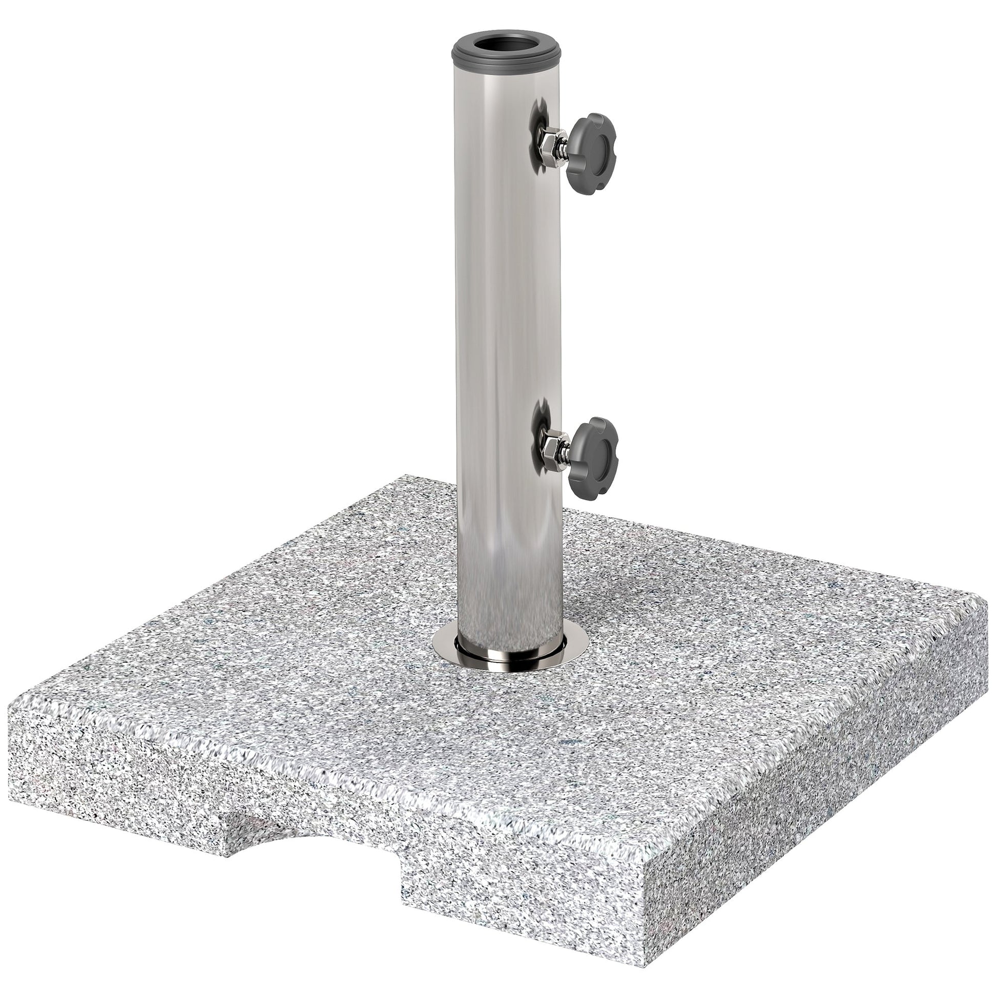 Square Patio Umbrella Base, Outdoor Umbrella Stand with Handles 2 Adjustable Knobs, Heavy Duty Patio Umbrella Stand for Garden Deck Poolside, Grey