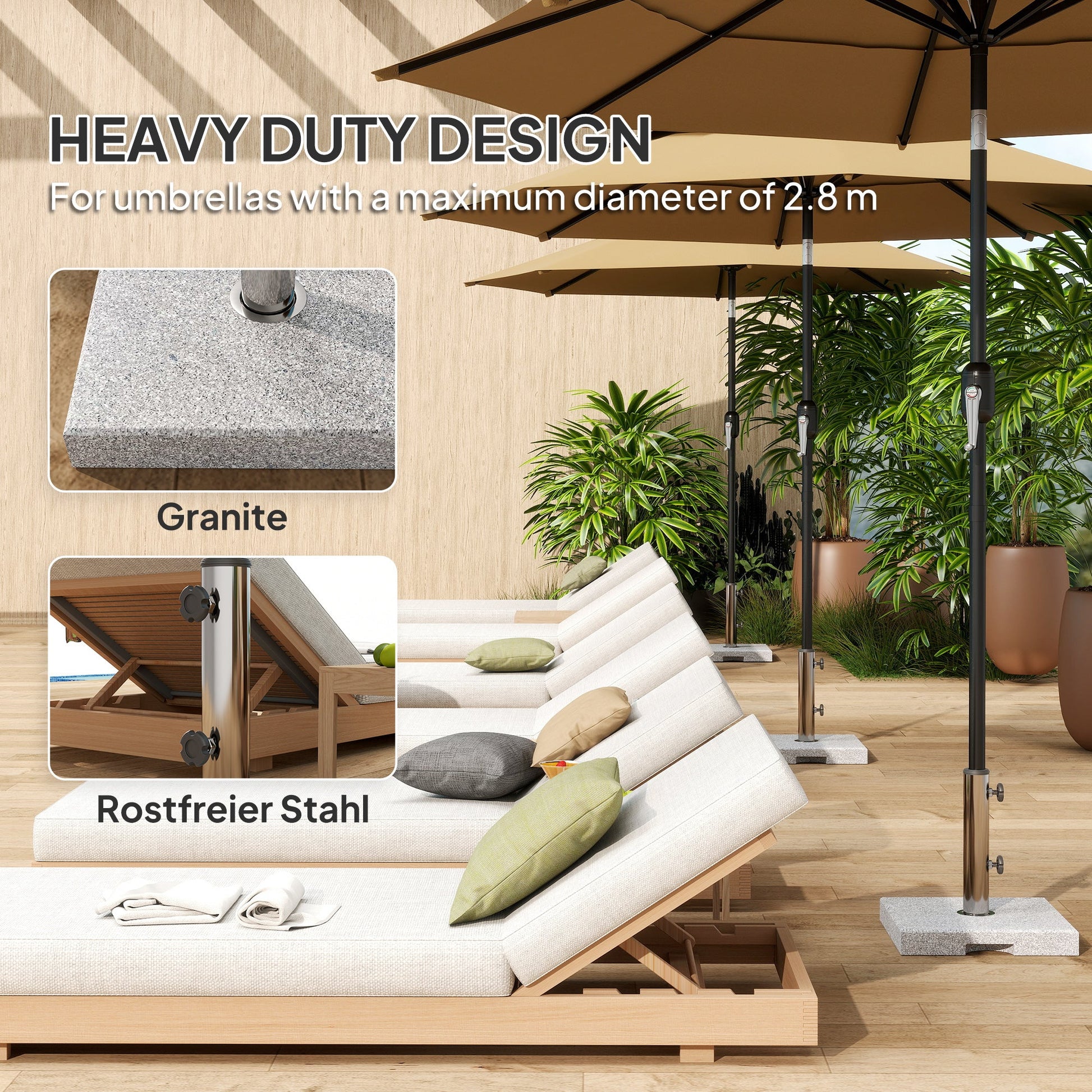Square Patio Umbrella Base, Outdoor Umbrella Stand with Handles 2 Adjustable Knobs, Heavy Duty Patio Umbrella Stand for Garden Deck Poolside, Grey