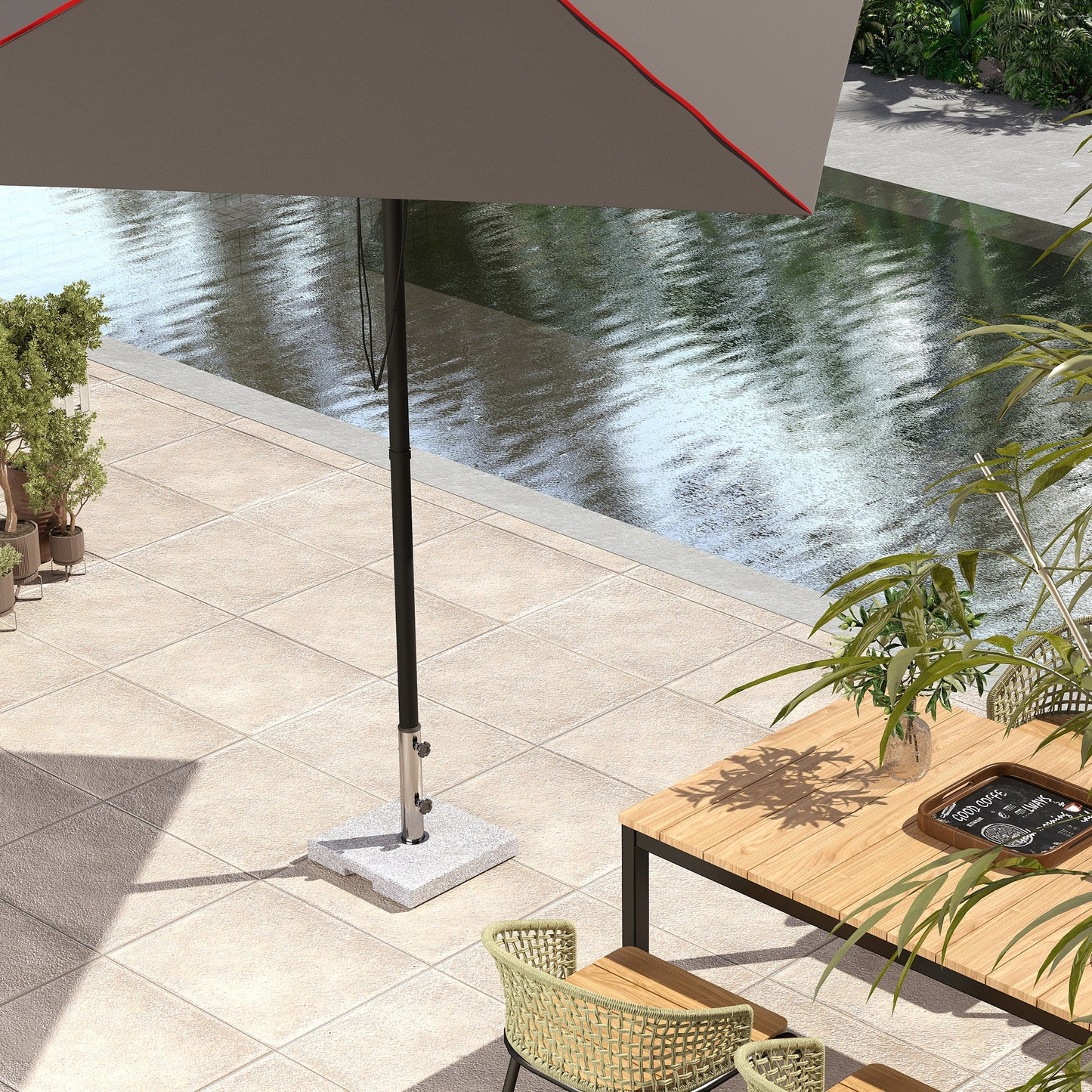 Square Patio Umbrella Base, Outdoor Umbrella Stand with Handles 2 Adjustable Knobs, Heavy Duty Patio Umbrella Stand for Garden Deck Poolside, Grey