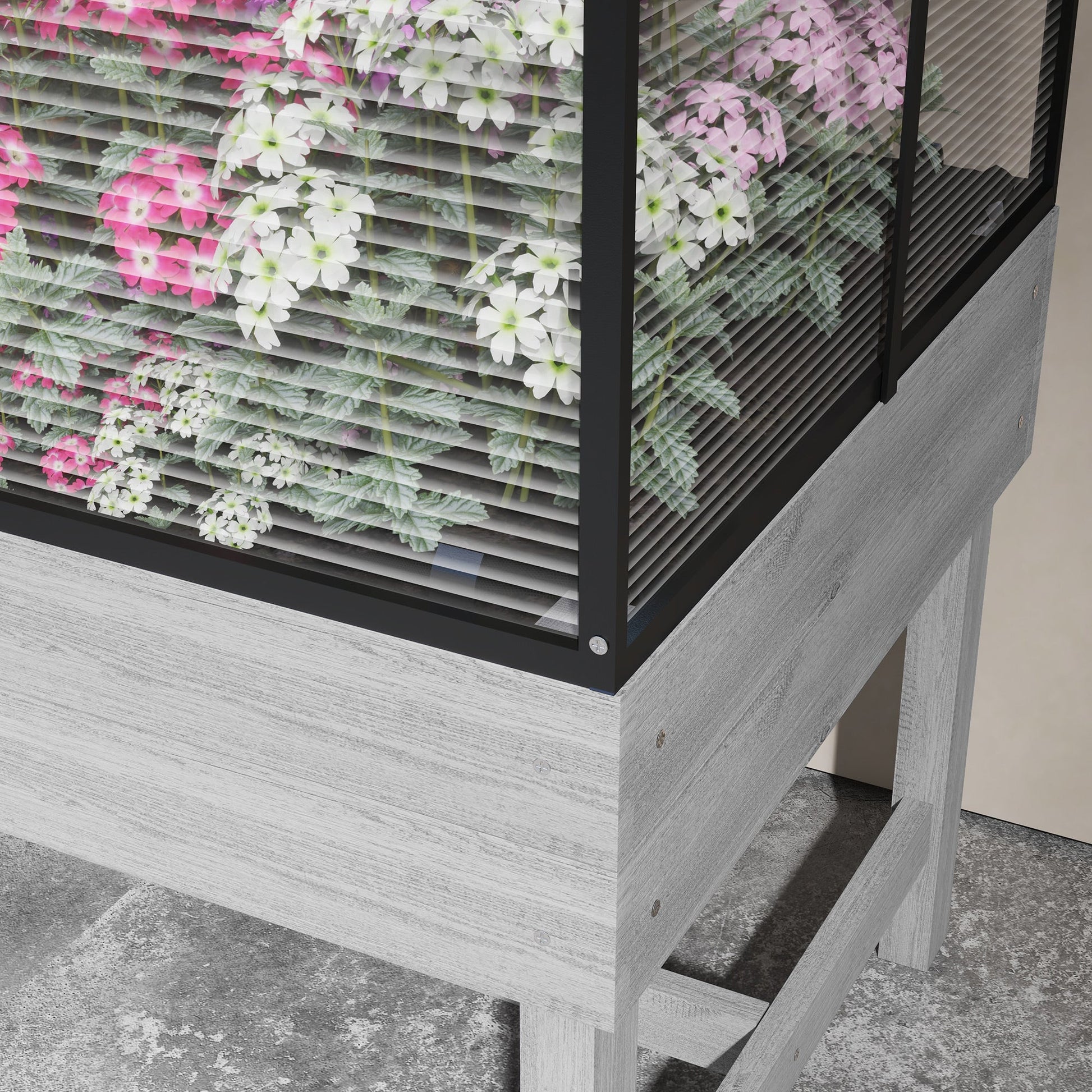 Raised Garden Bed with Cold Frame Greenhouse, Elevated Wood Planter Box for Vegetables, Flowers, Herbs, Distressed Grey