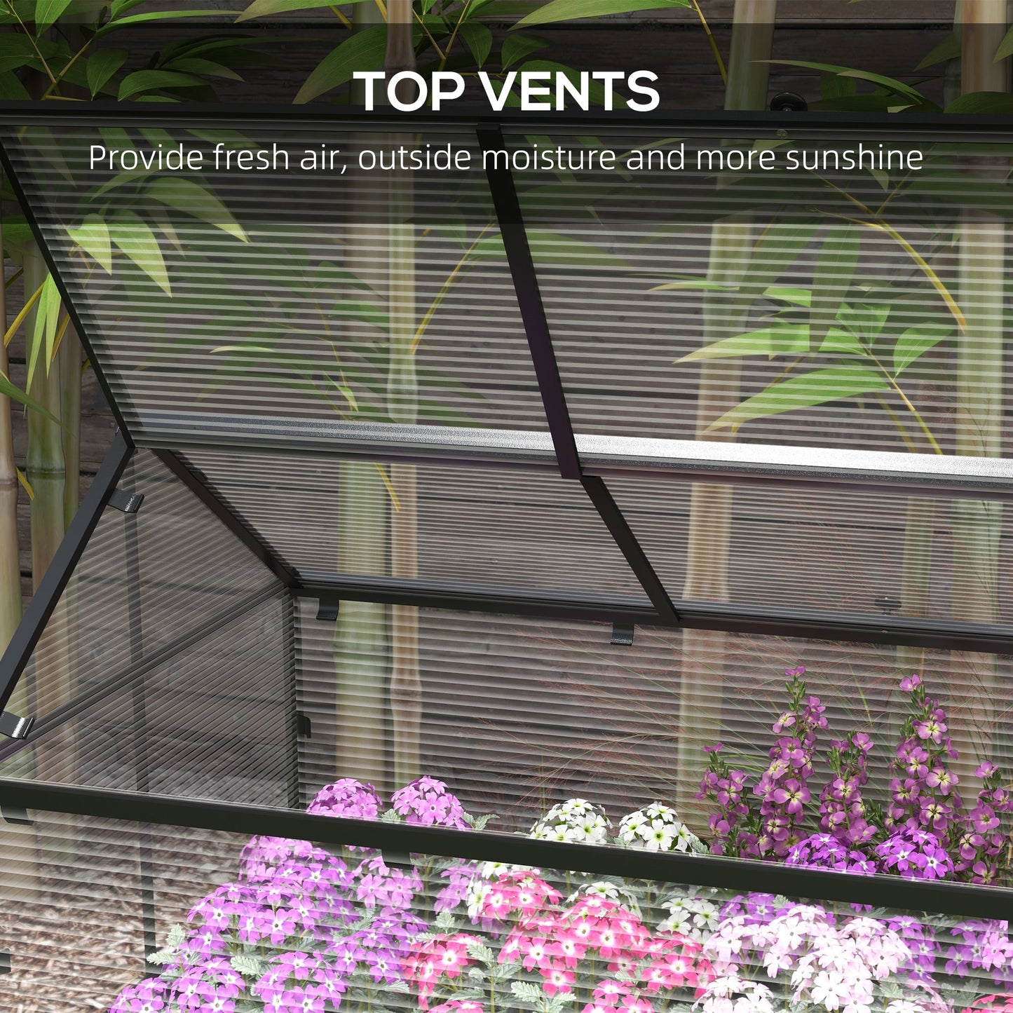 Raised Garden Bed with Cold Frame Greenhouse, Elevated Wood Planter Box for Vegetables, Flowers, Herbs, Distressed Grey