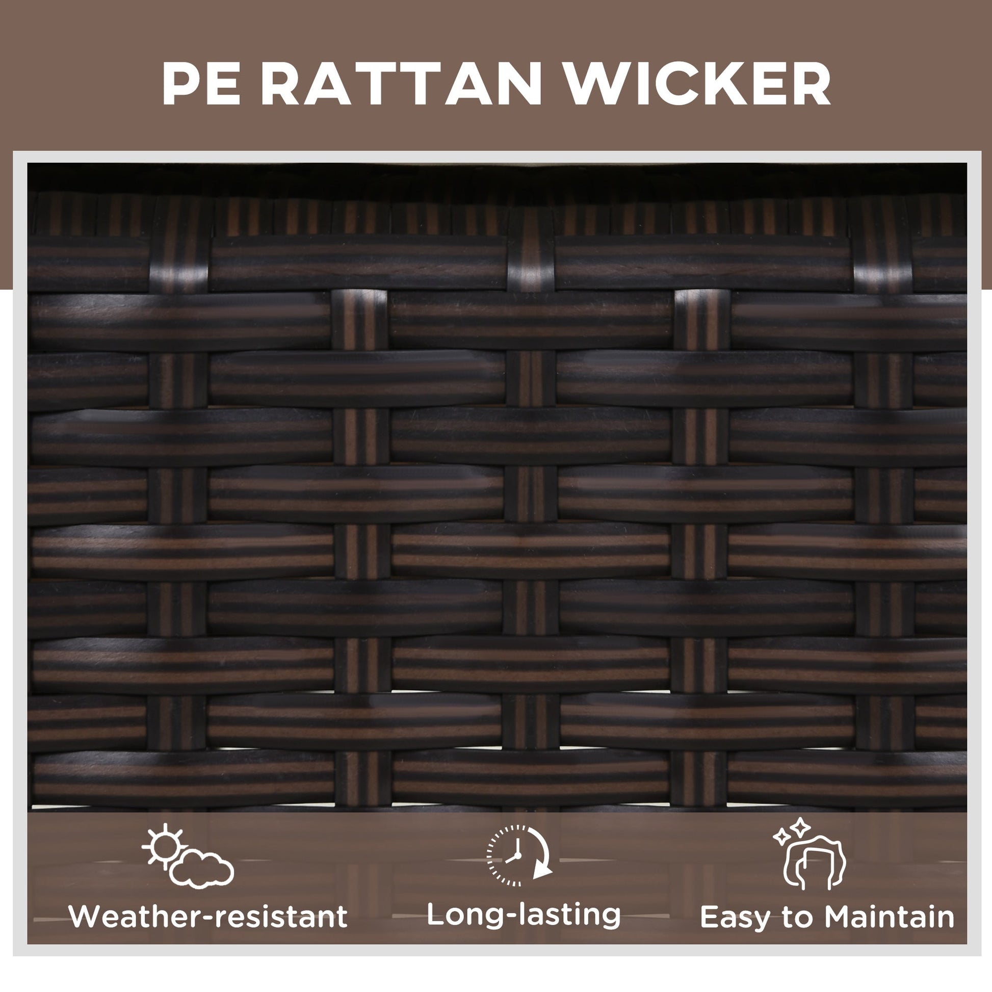 3 Pieces Wicker Patio Lounger Set with Table, PE Rattan Outdoor Lounge Chair Set with Cushions, Wheels, 5-Level Reclining Backrest, Headrest, Brown/Cream