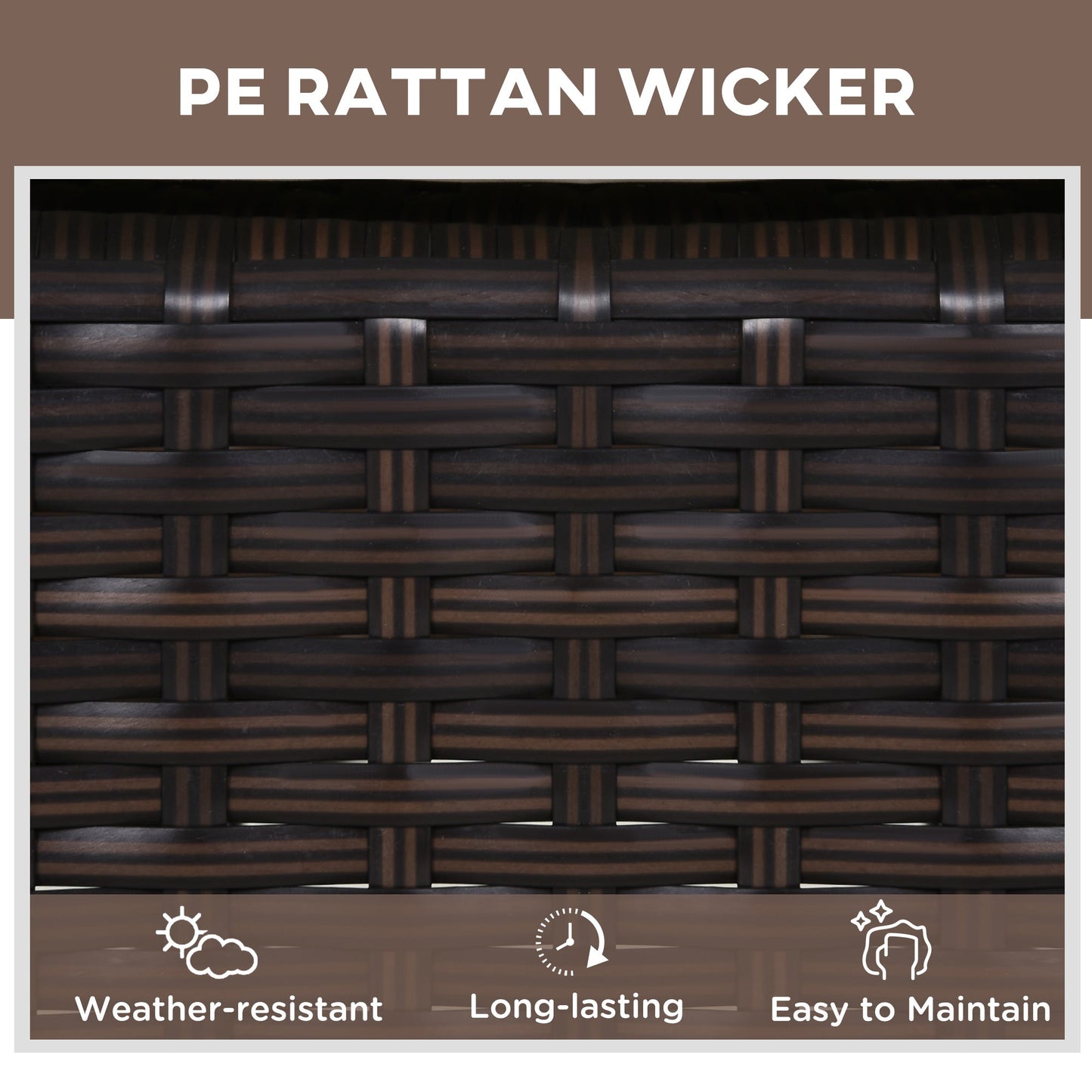 3 Pieces Wicker Patio Lounger Set with Table, PE Rattan Outdoor Lounge Chair Set with Cushions, Wheels, 5-Level Reclining Backrest, Headrest, Brown/Cream