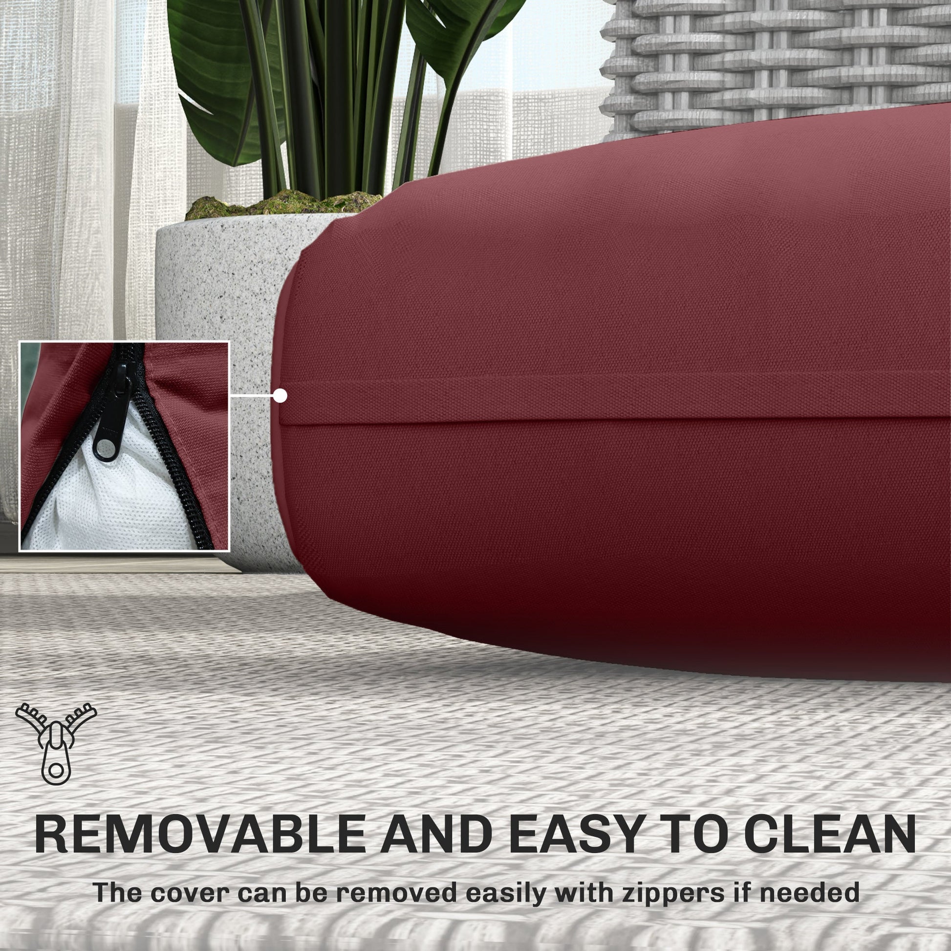 2 Seater Outdoor Seat Cushions with Backrest, Loveseat Double Sofa Outdoor Furniture Cushions, Fade-Resistant Replacement Patio Cushions for Indoor and Outdoor, Wine Red